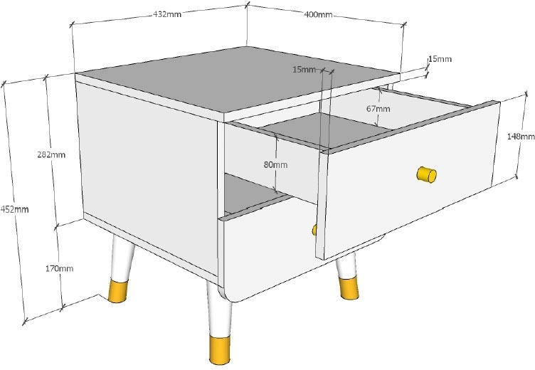 Vipack Table de nuit »Billy« Fabriqué en Europe, 