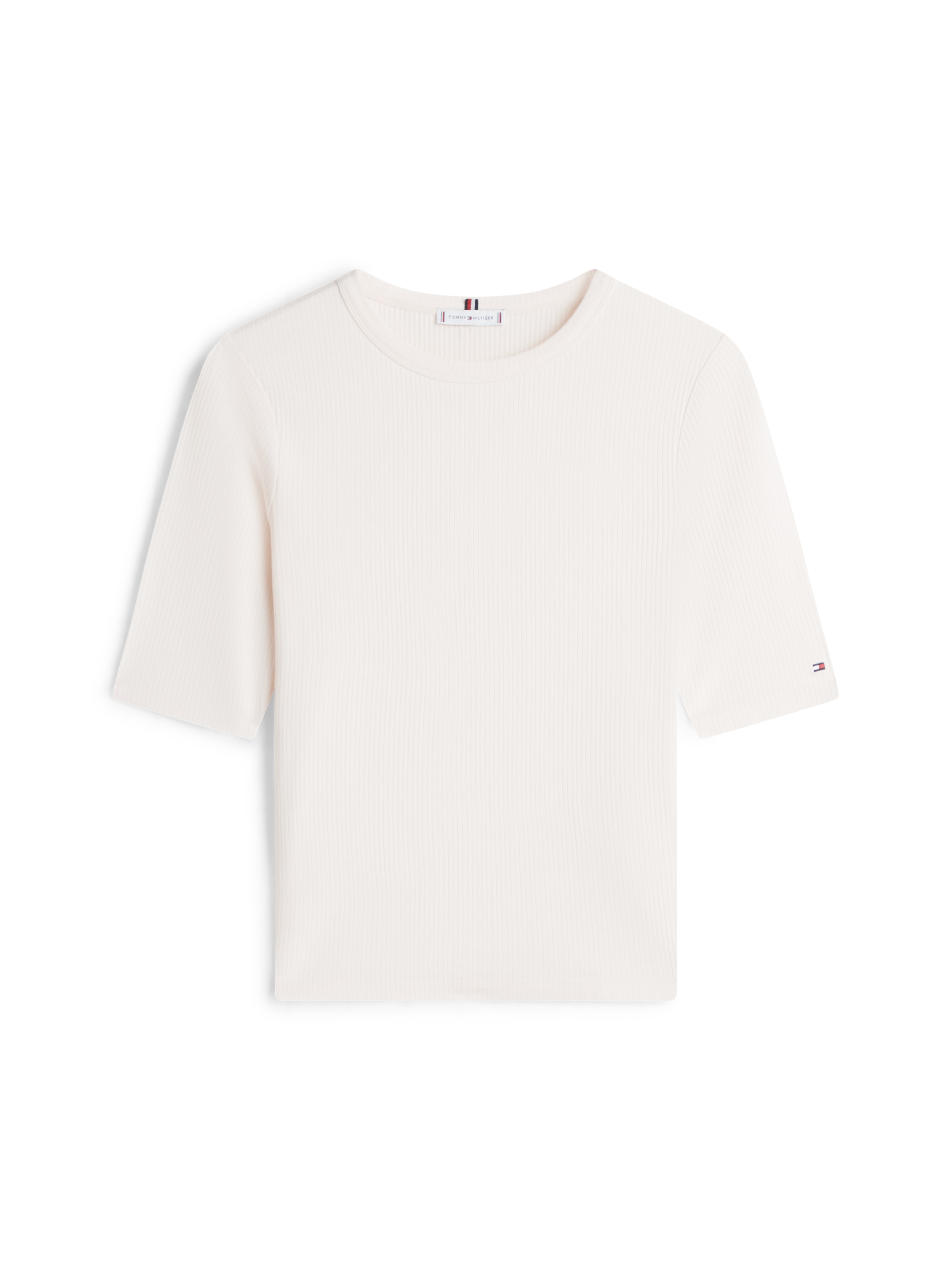 Tommy Hilfiger T-shirt à manches courtes »SLIM 5X2 RIB C-NK 1/2 SLV mit Rundhals und Rippstruktur« unifarben, casual, slim fit, Viskosemix, Rundhals