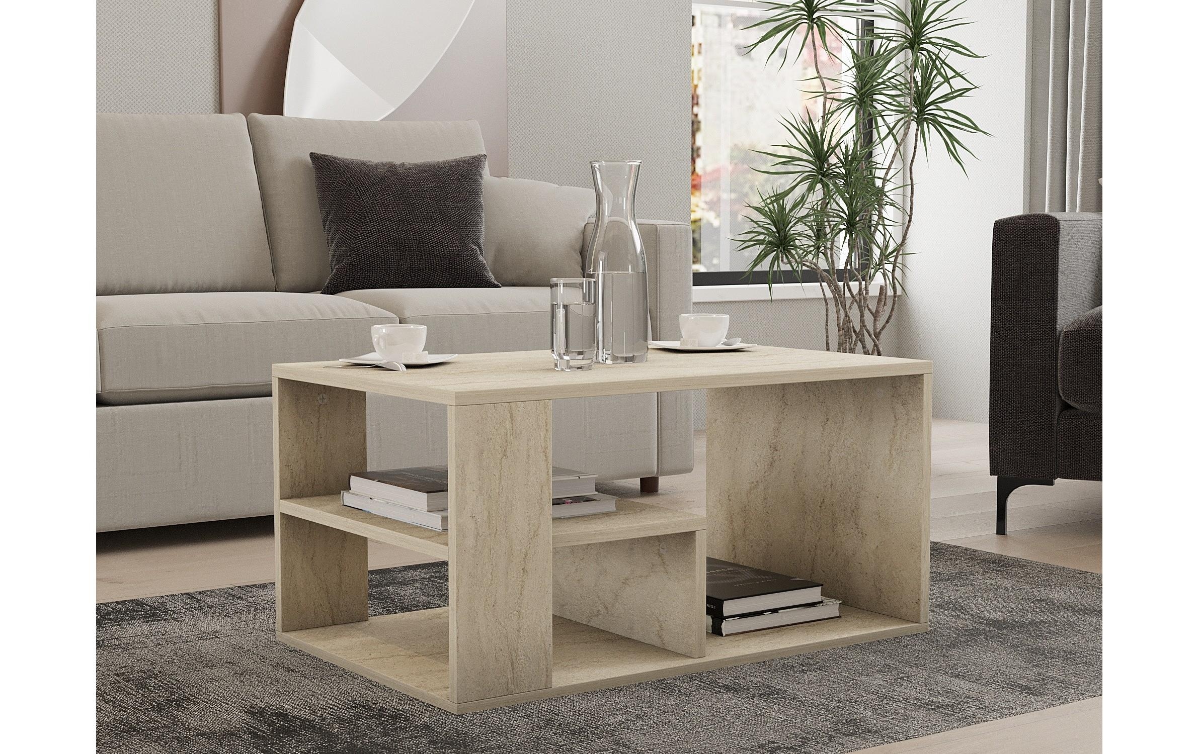 WOODY FASHION Table basse »Eros – Travertine 80 x 50 x 40 cm«