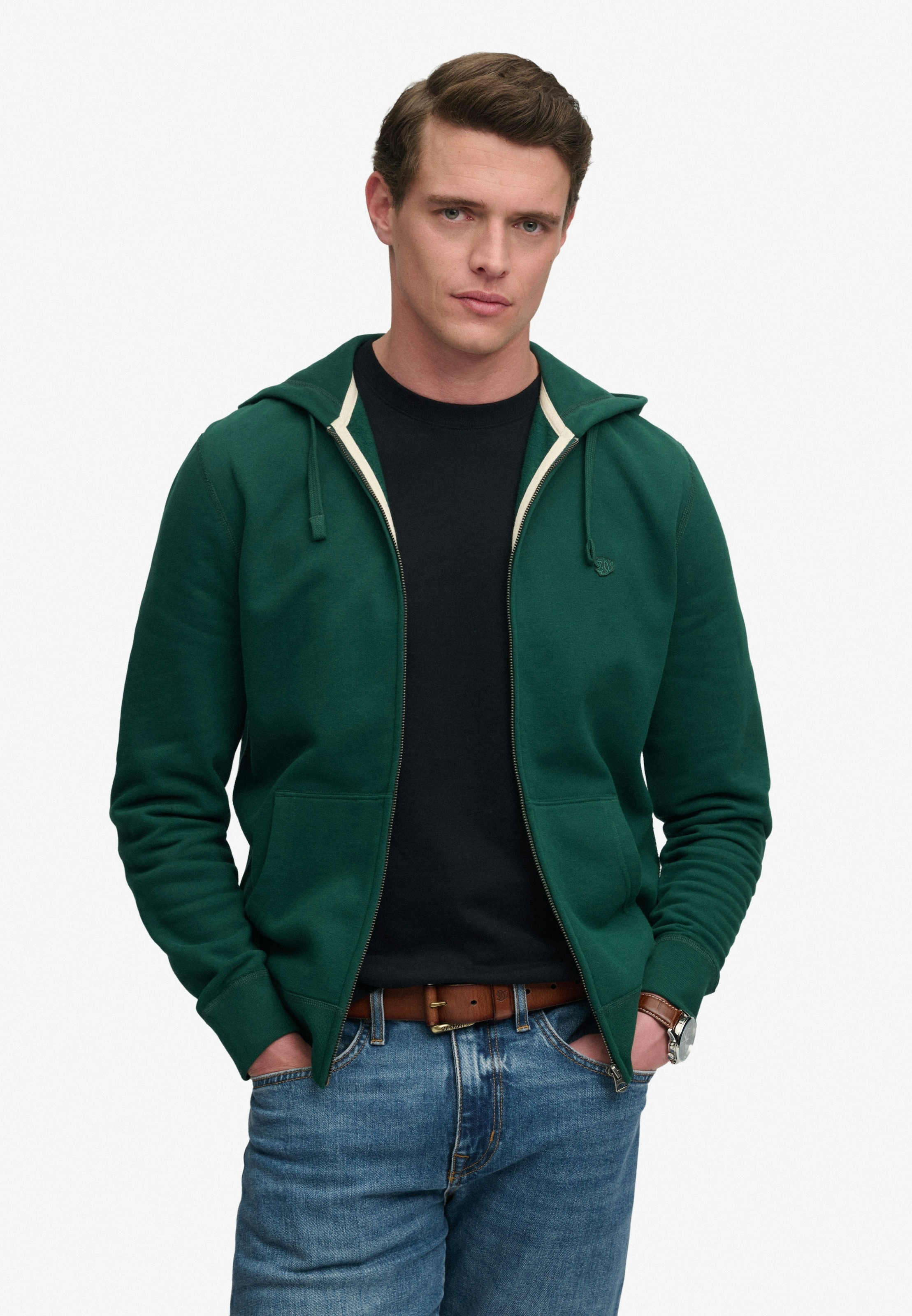 Superdry Sweat à capuche »ESSENTIAL SDCO LOGO ZIPHOOD« Baumwollmischung, regular fit