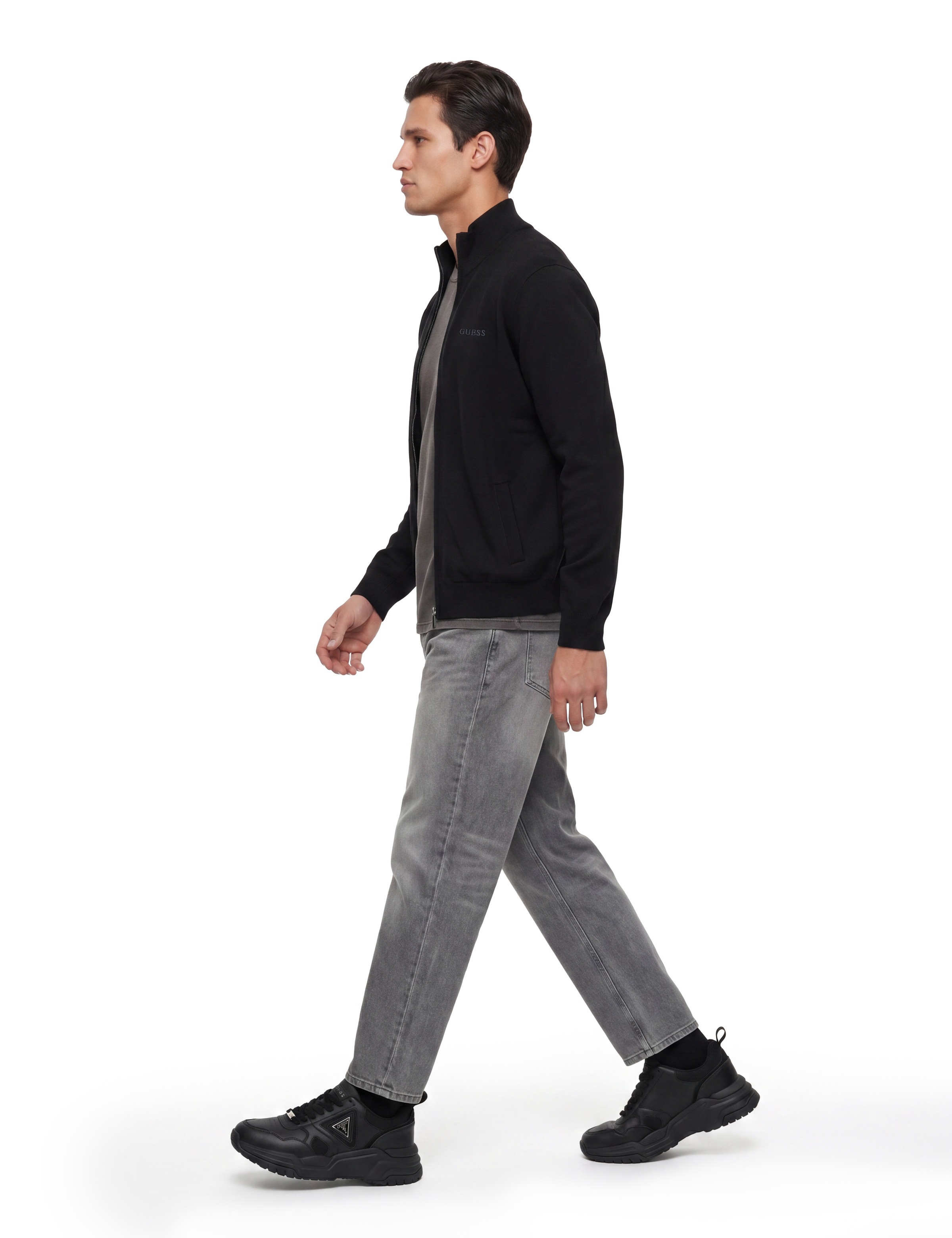 Guess Veste en tricot »MAGNUS« Stehkragen, Regular Fit, Eingrifftaschen