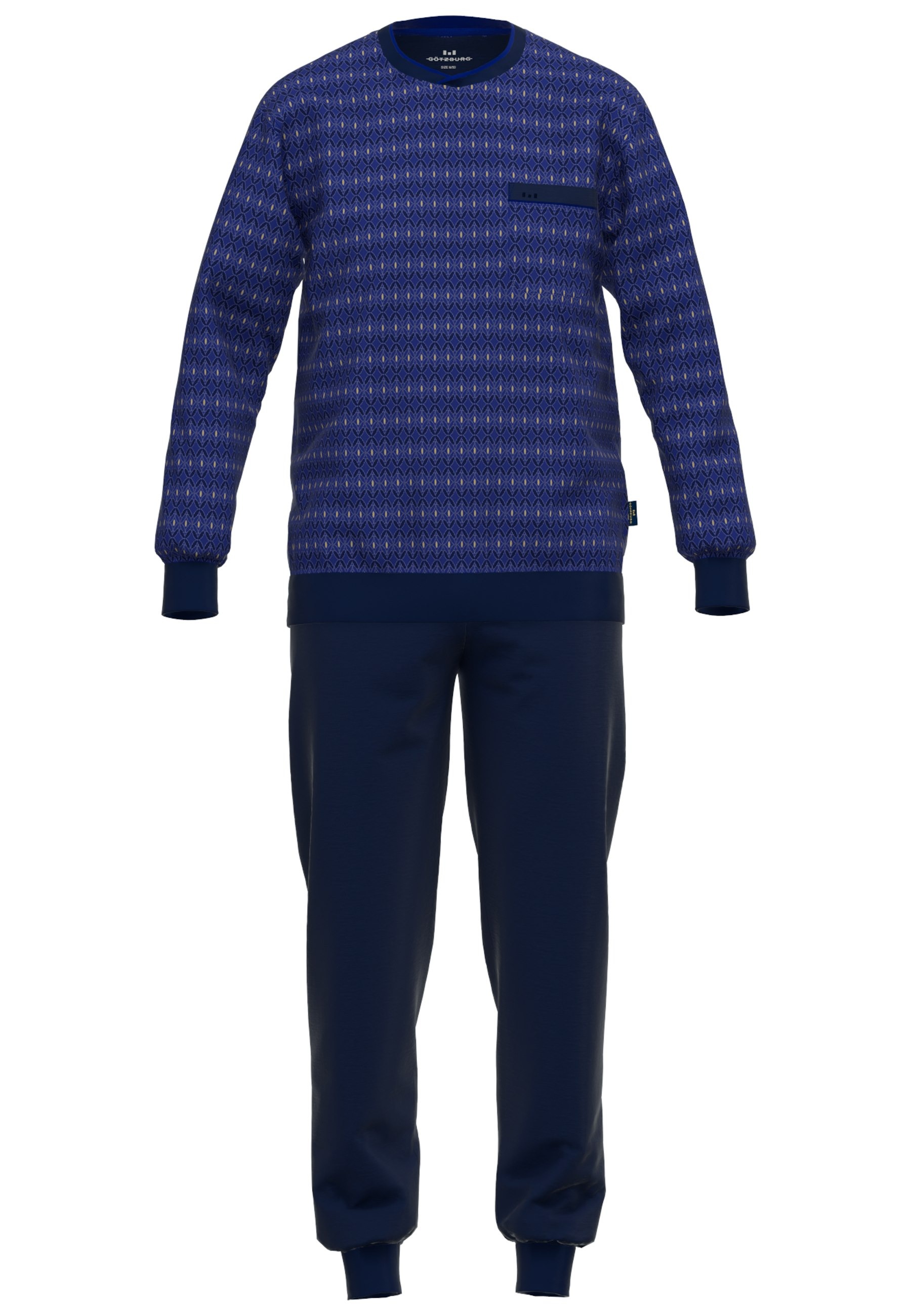 GÖTZBURG Pyjama, (2 tlg.), Brusttasche, Rundhalsausschnitt, Langarm