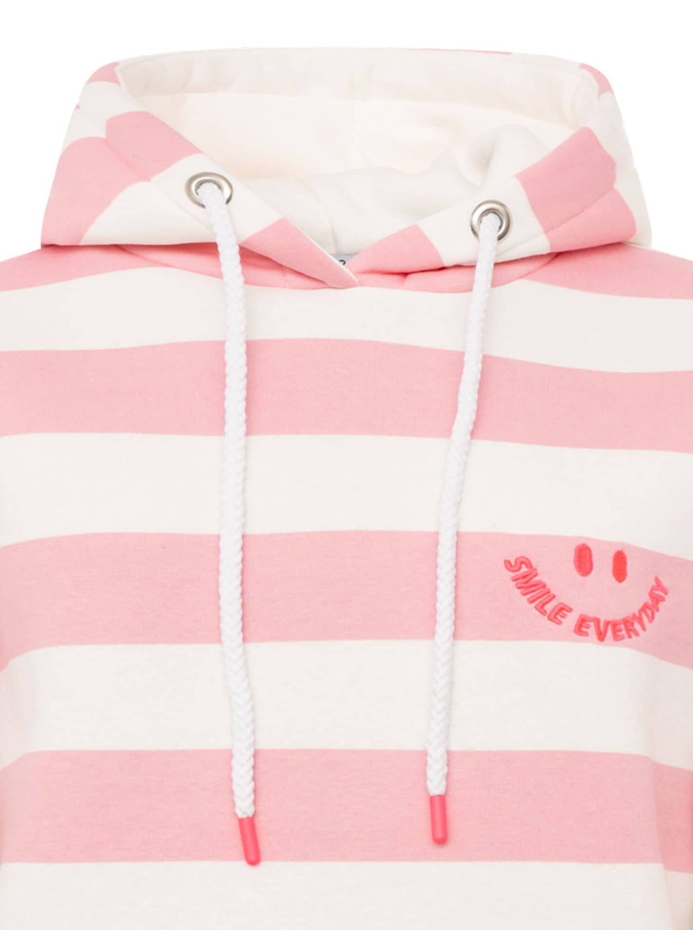 Zwillingsherz Hoodie »"Streifen Smile Everyday"«, Blockstreifen, pinke Stickerei, Kängurutasche, Kapuze
