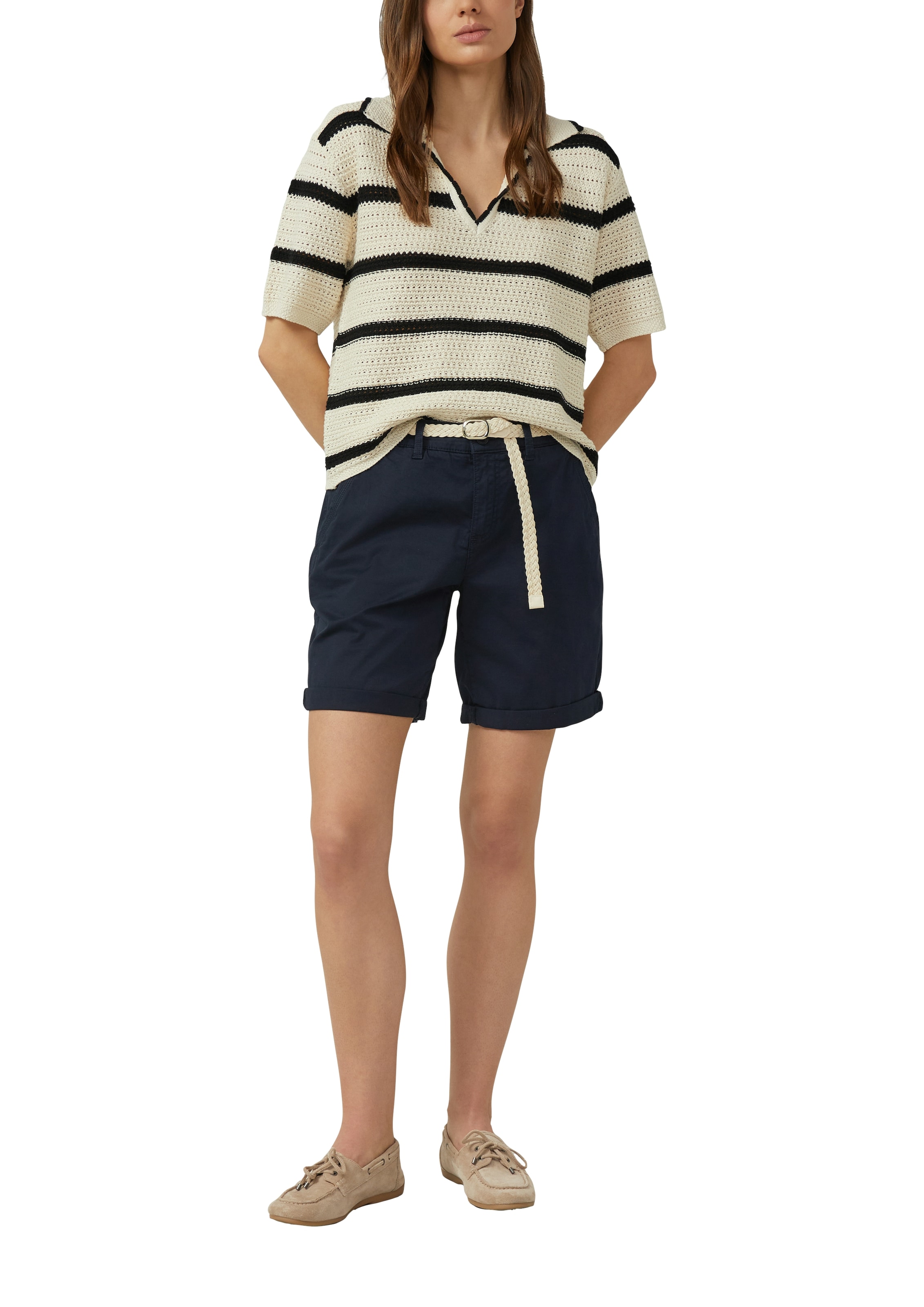 s.Oliver Bermuda  incl. ceinture tressée, stretch coton