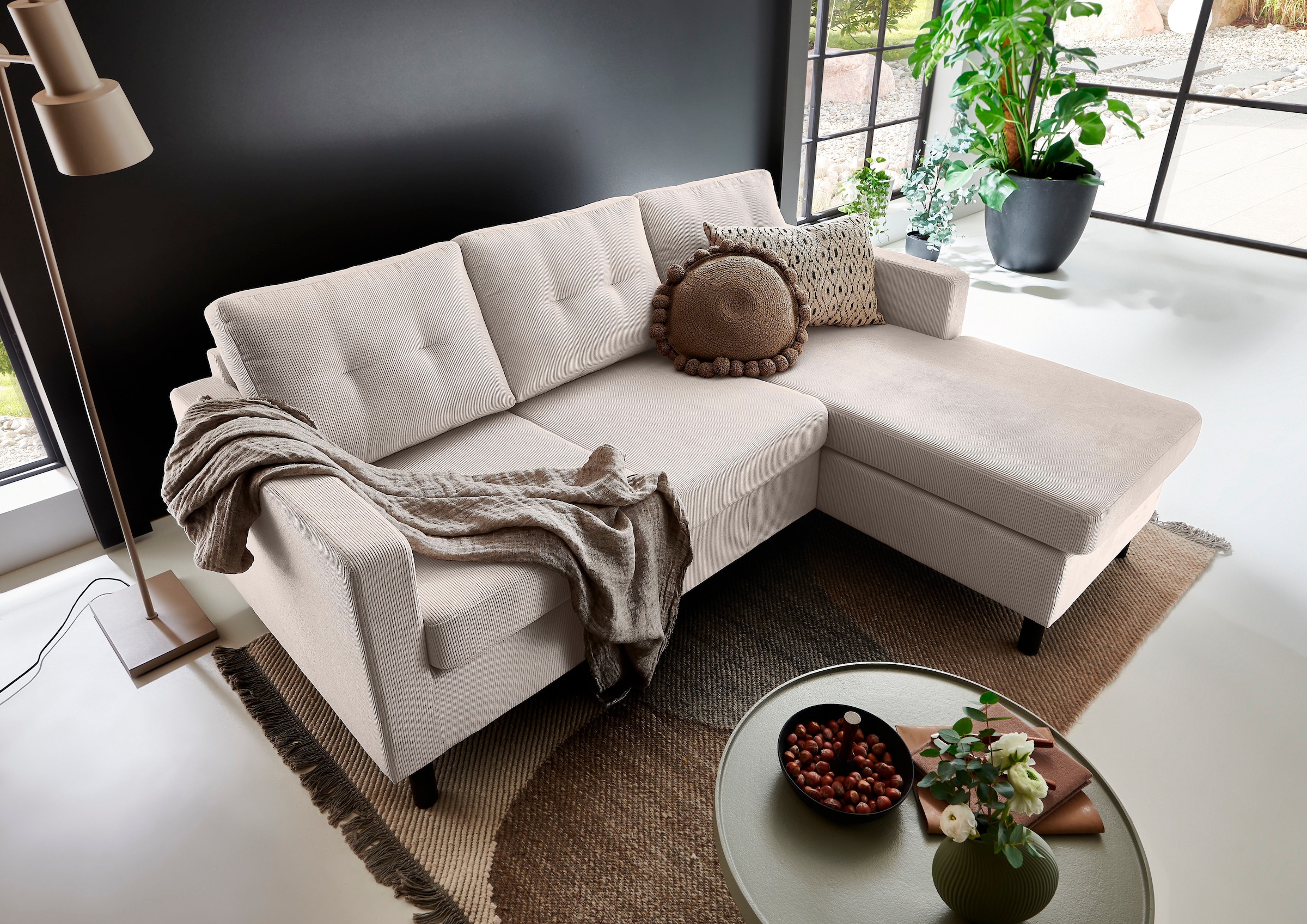 ATLANTIC home collection Ecksofa »Tea L-Form«, Ecksofa, frei im Raum stellbar und Recamiere beidseitig montierbar