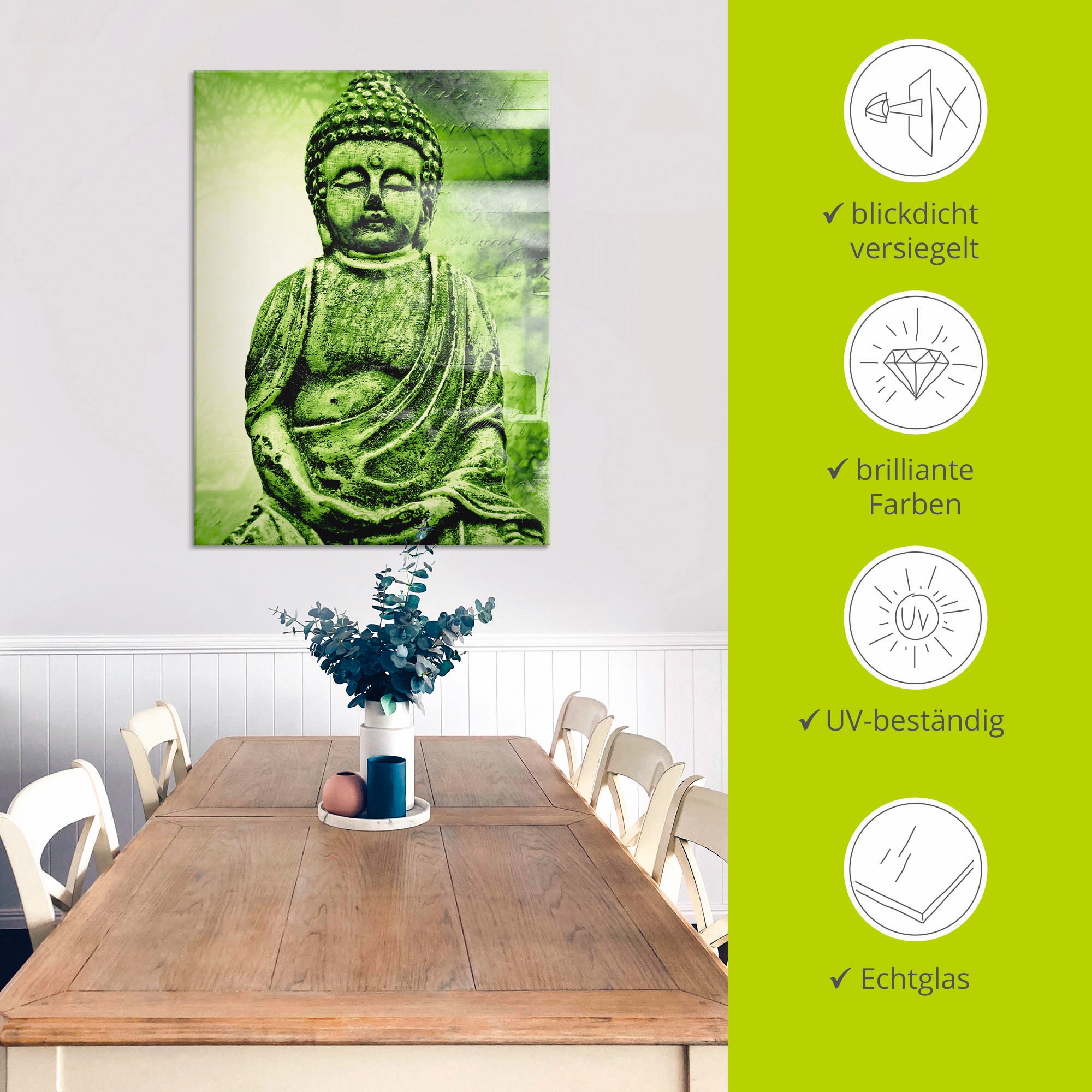 Artland Glasbild »Buddha«, Religion, (1 St.), in verschiedenen Grössen