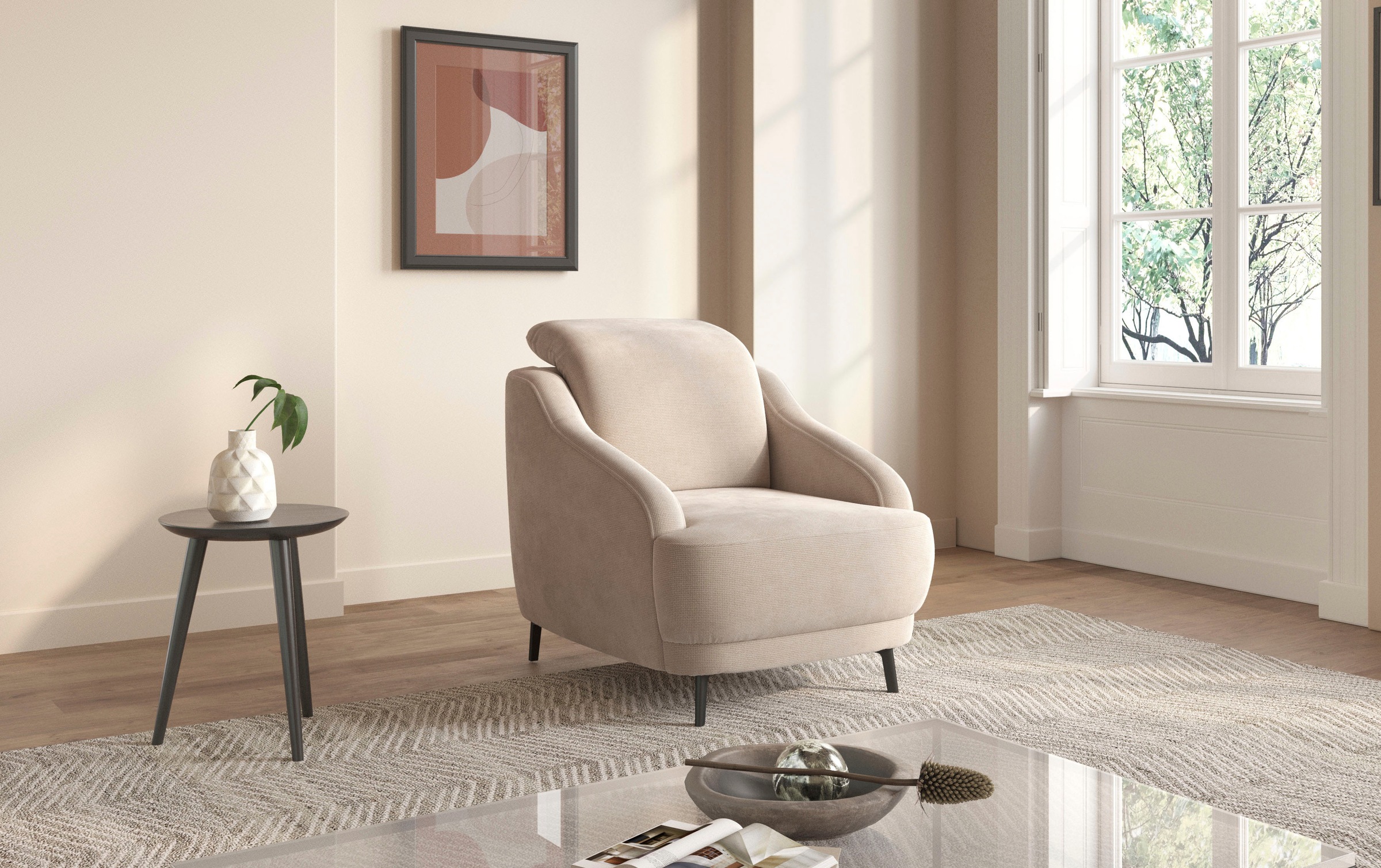 sit&more Sessel »Blues«, (1 St.), mit Metallfüssen, schwarz-matt