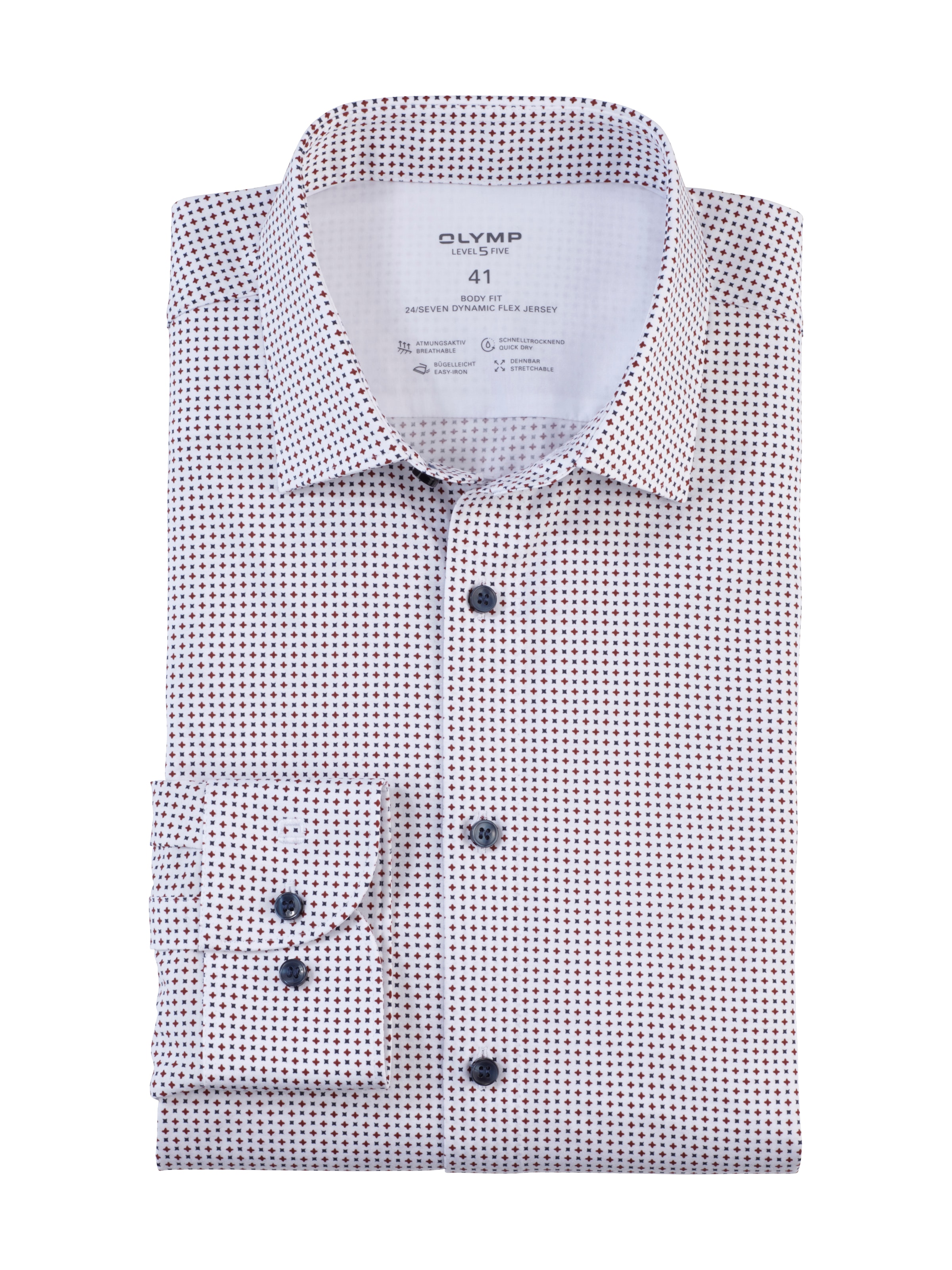 OLYMP Businesshemd »Level Five 24/Seven body fit« 24/Seven Dynamic Flex Jersey Qualität