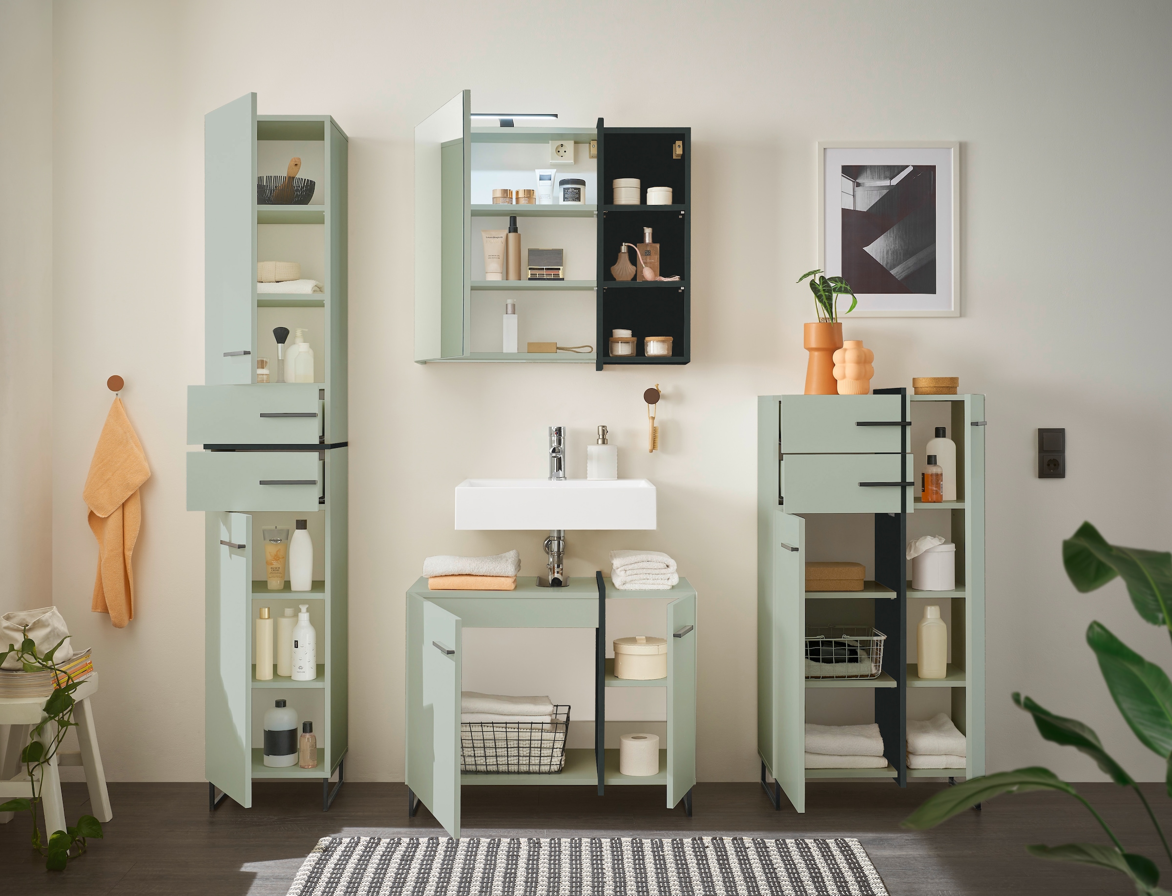 BASIC by Balculina Armoire intermédiaire »Palermo, BxHxT 60x119x35 cm« 1 cuis tlg. Largeur 60 cm, softclose, pieds en métal