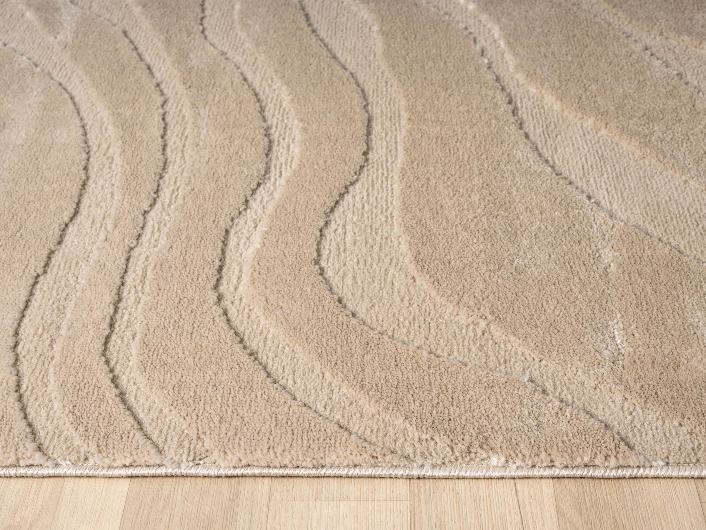 GOODproduct Teppich »Benia, Hoch-Tief-Struktur« rechteckig 19 mm Höhe Wellen-Design, leichter Glanz, modern, Wohnzimmer, Schlafzimmer