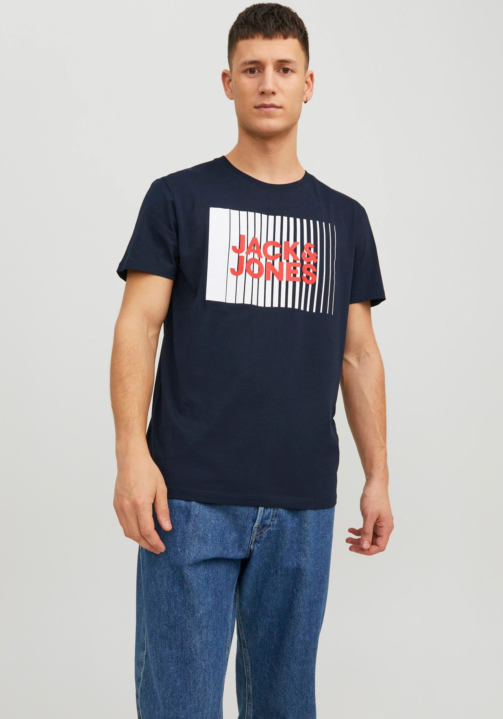 Image of Jack & Jones Rundhalsshirt "JJECORP LOGO TEE PLAY SS O-NECK NOOS" Baumwolle, Normal geschnitten