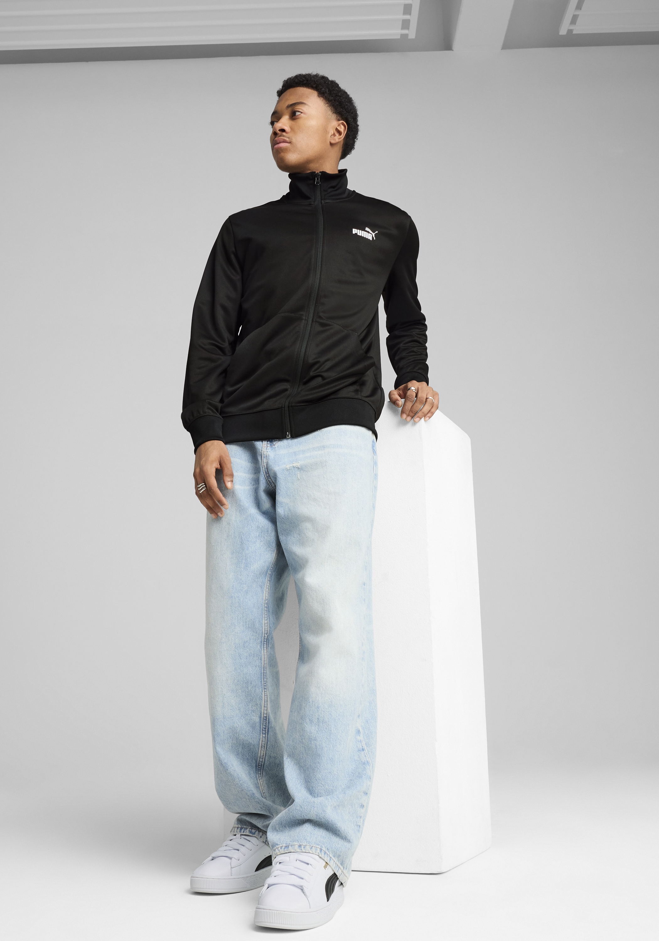 PUMA Veste d'entraînement »ESS NO. 1 LOGO POLY TRACK JACKET« ohne Kapuze mit Eingrifftaschen, mit DryCELL-Technologie, atmungsaktiv