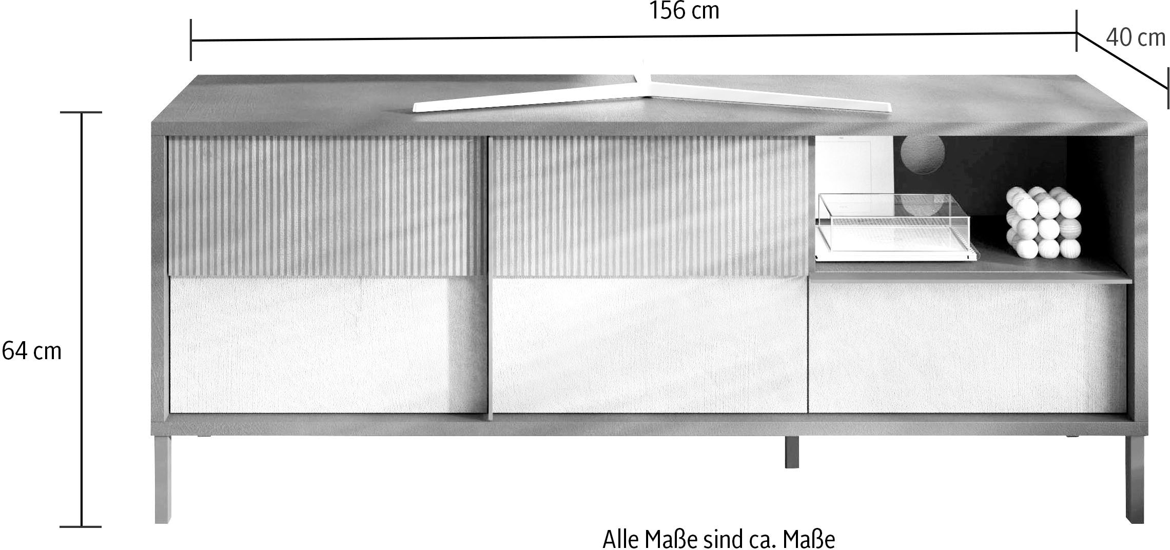 INOSIGN Lowboard »Everest Breite 156 cm, TV-Board mit 2 Türen u. 1 Schubkasten«, Fernsehtisch, TV-Schrank, Soft/Self Closing, Korpus 22 mm