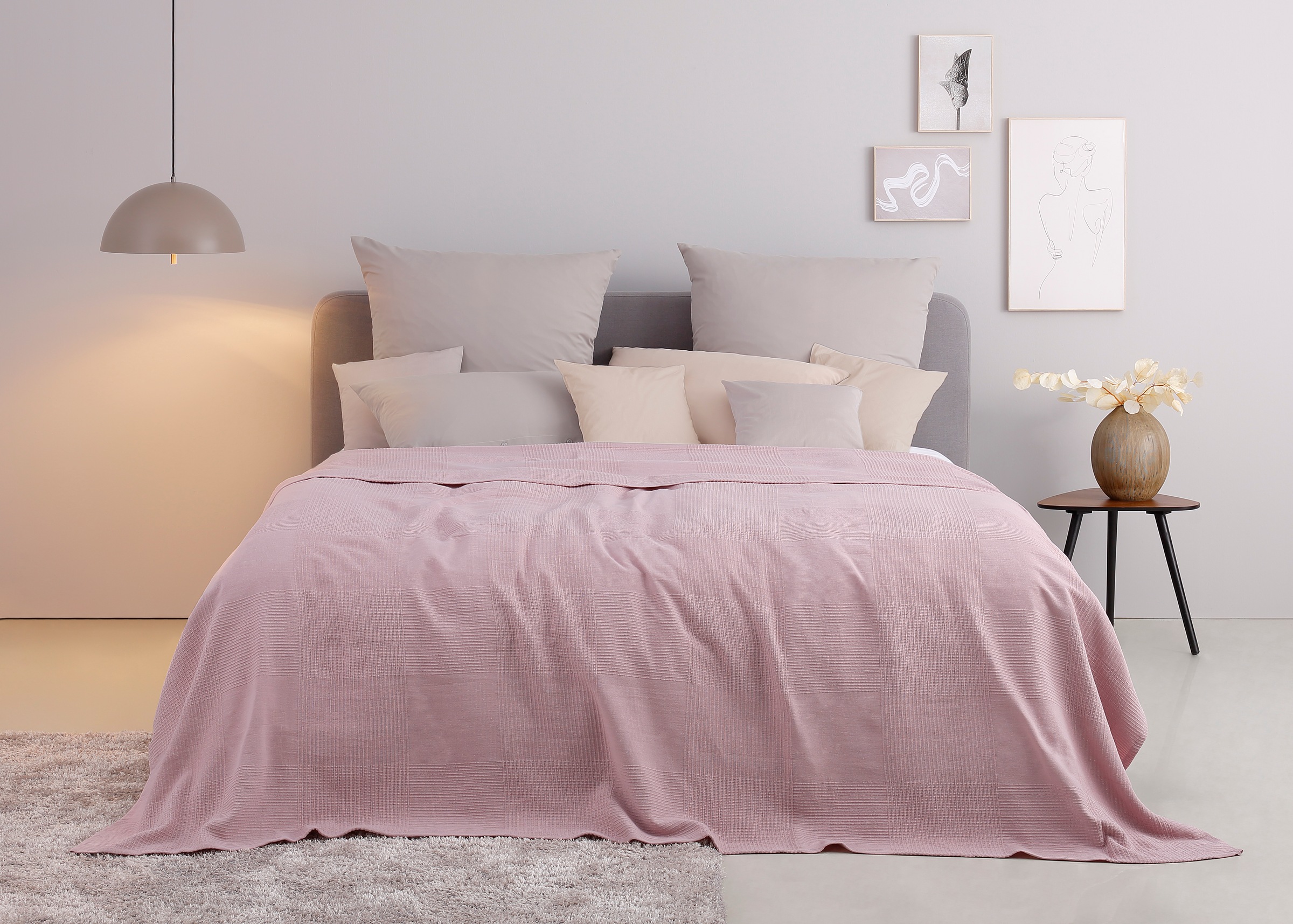 Image of GOODproduct Tagesdecke "Mira, 1 Stück, Leichts Plaid ohne Füllung, 100% Baumwolle, Uni-Design," leichte Tagesdecke aus 100% Baumwolle, uni Überwurf, ohne Füllung