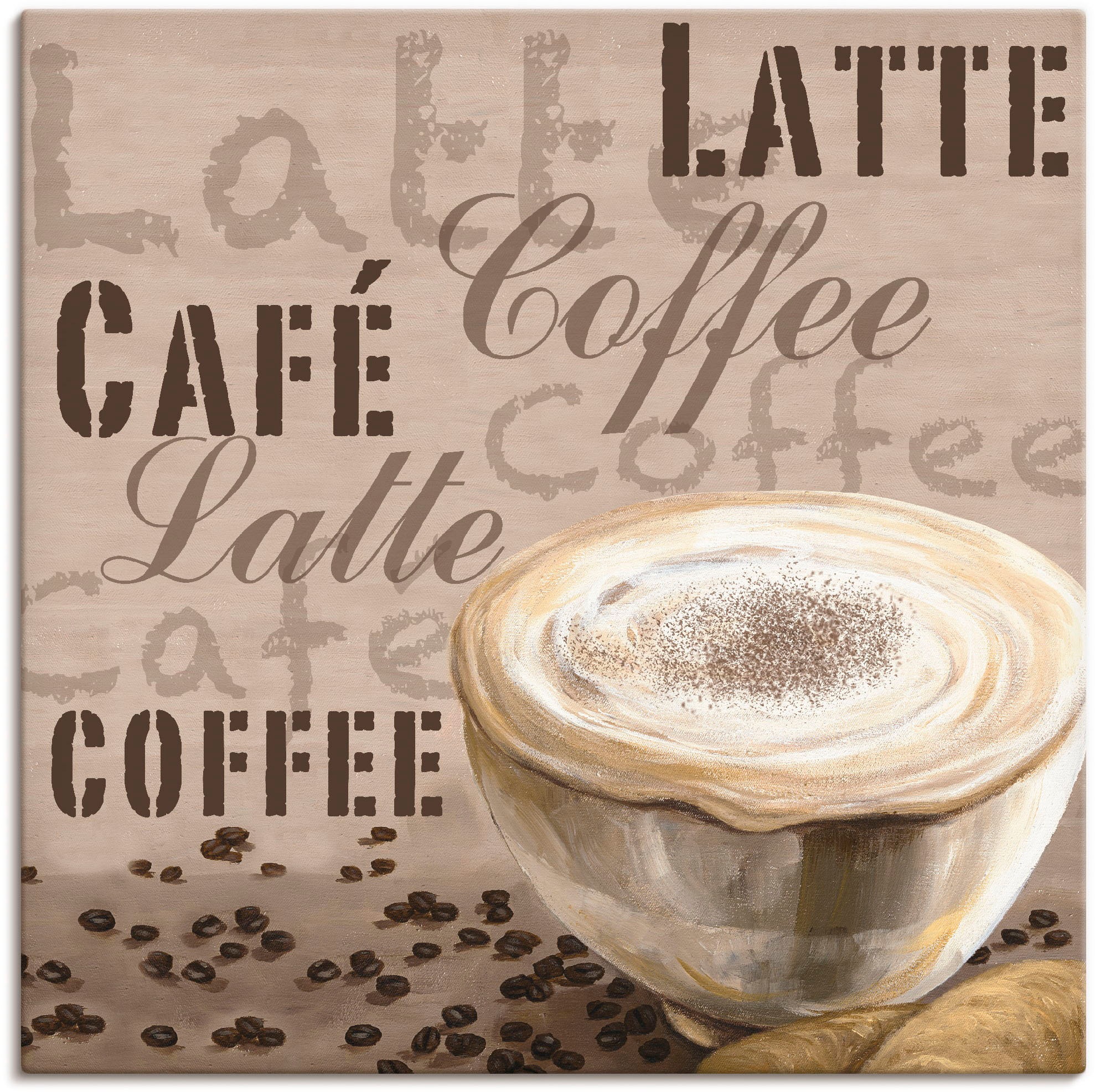 Image of Artland Leinwandbild "Milchkaffee" Getränke 1 Stk. tlg. auf Holzrahmen gespannt