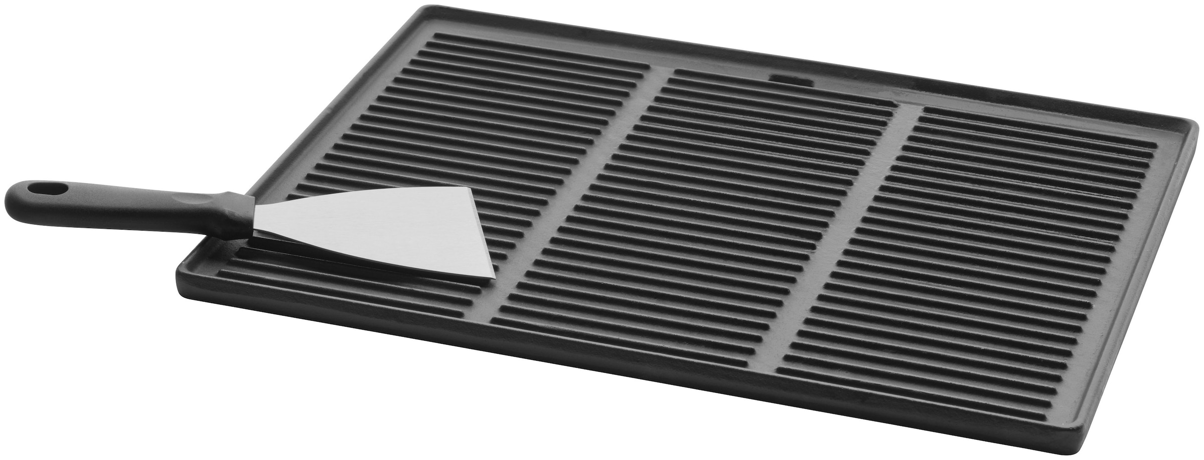 Image of Buschbeck Grillplattenaufsatz "Plancha-Platte mit Grillspachtel" Edelstahl Gusseisen Kunststoff für Outdoorküchen, Gusseisen, B47 x T37 x H5cm