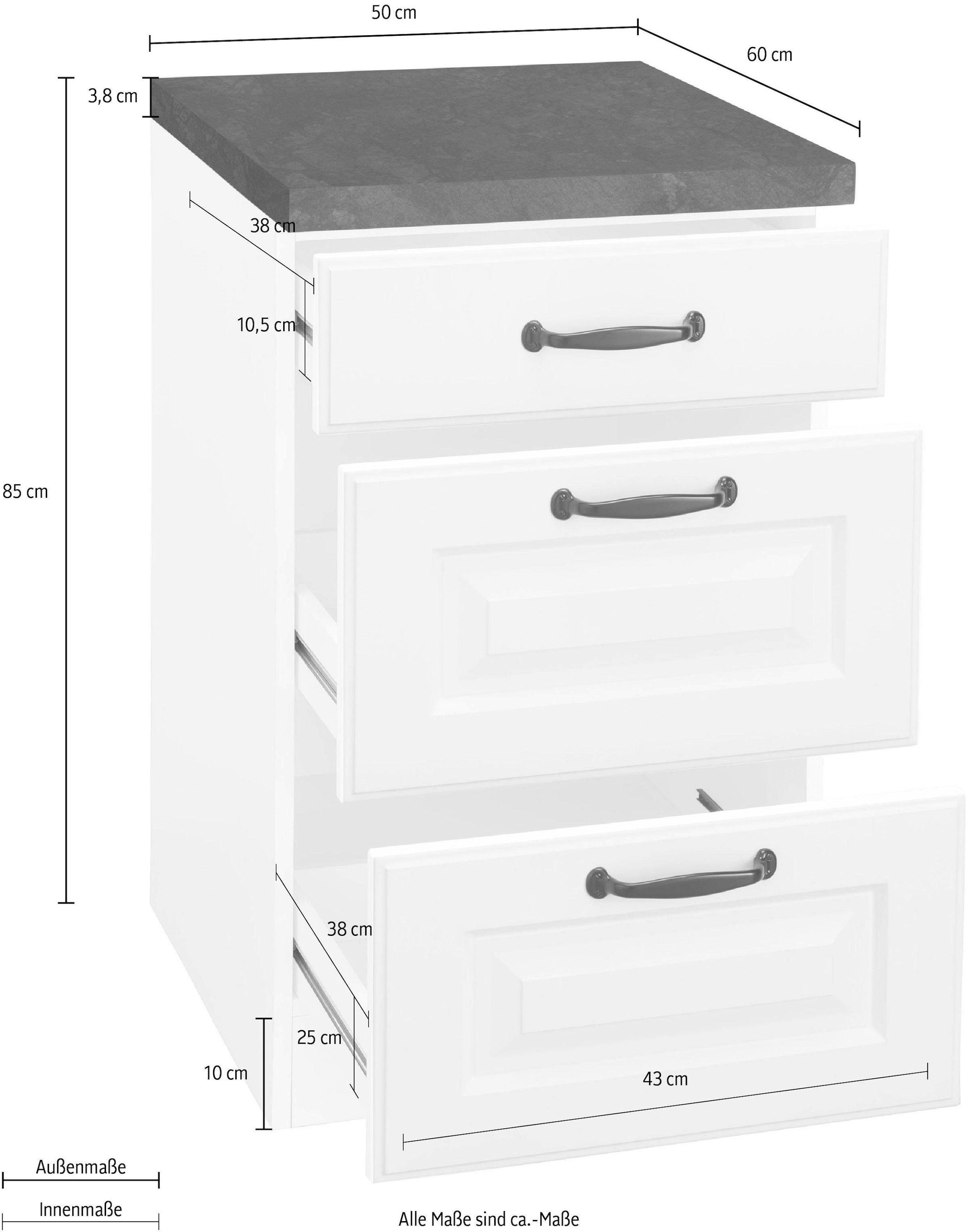 wiho Küchen Unterschrank »Erla«, 50 cm breit, mit 2 grossen Auszügen