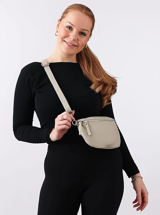 Zwillingsherz Umhängetasche »XXL Crossbody Bag Leder«, Grosse Umhängetasche mit Reissverschluss