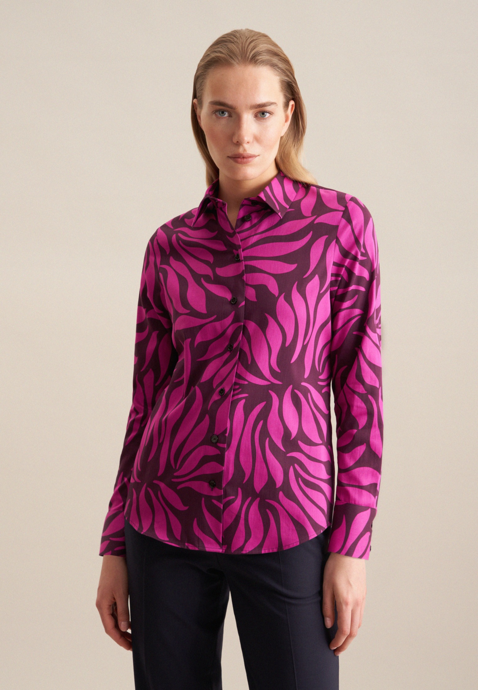 Image of seidensticker Hemdbluse "Schwarze Rose" 1/1 Kragen Druck