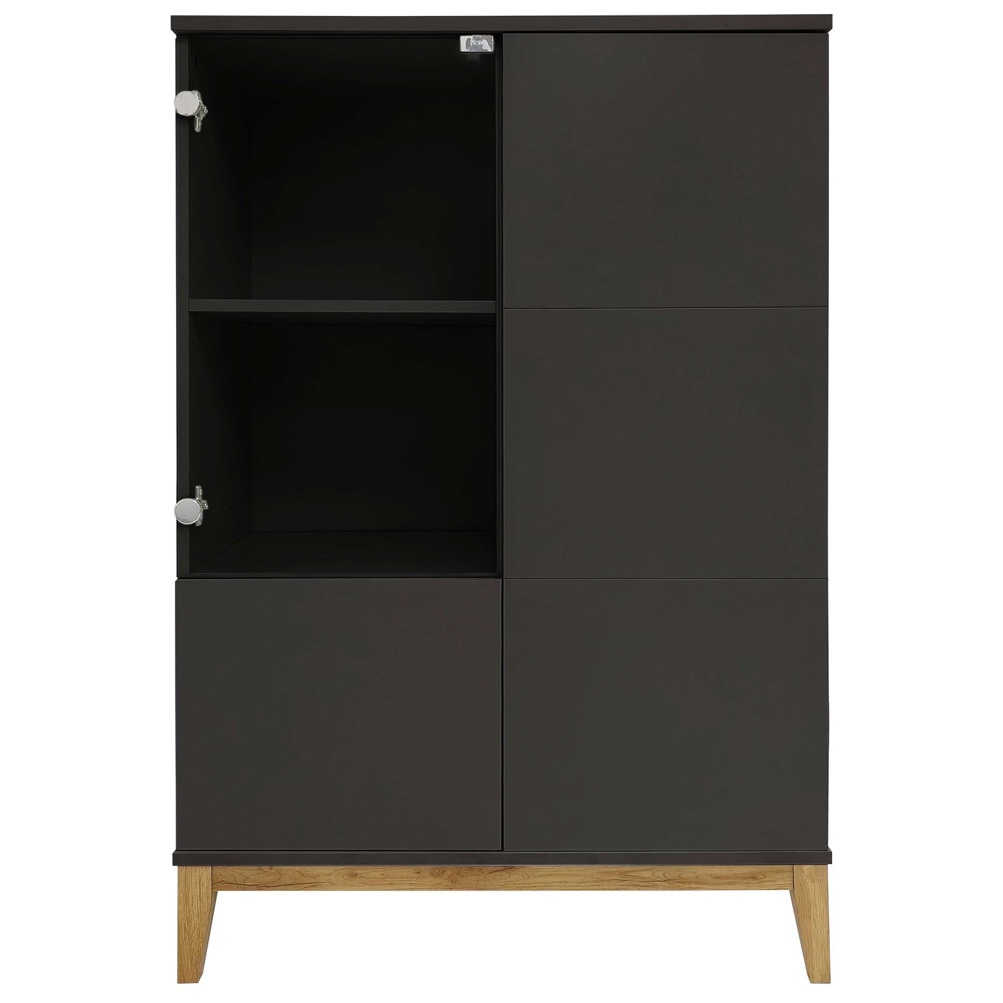 andas Highboard »Maryd« Kommode, Midischrank, m. Glas- u. Holztüren, Einlegeböden, Breite 80cm