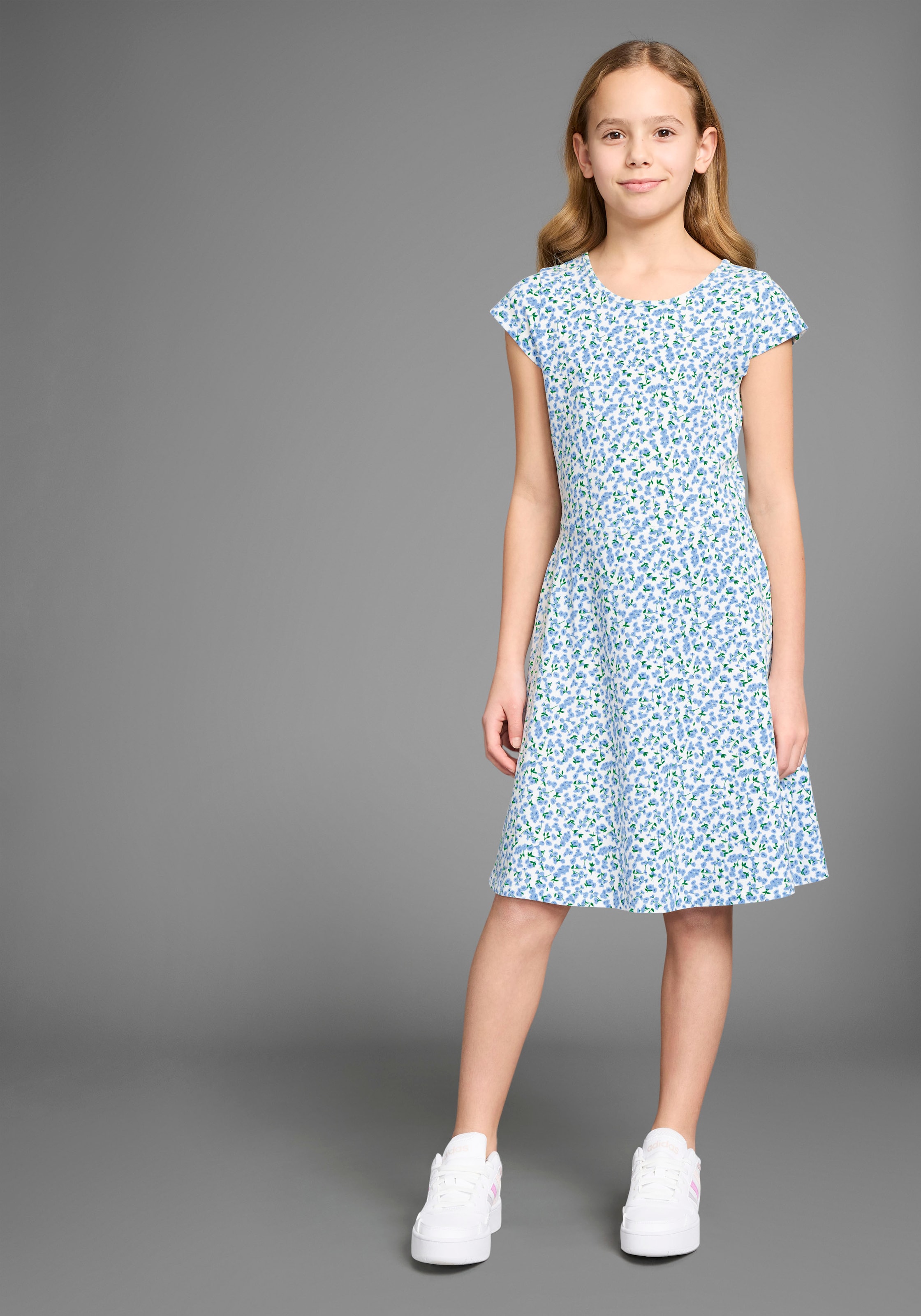 Image of KIDSWORLD Jerseykleid "Skaterkleid in Allover-Design" Ohne Taschen weich fallendes Jersey-Kleid
