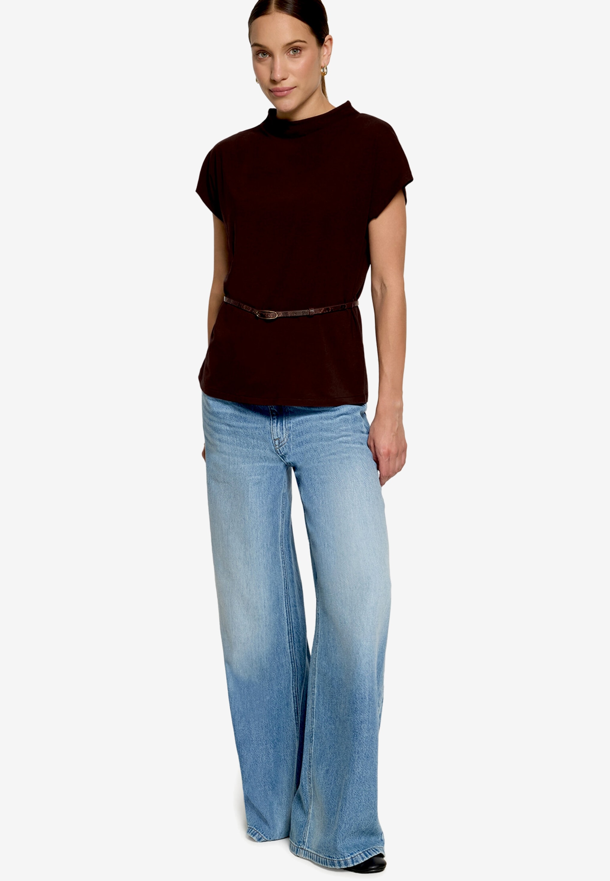 Zero Kurzarmshirt Sommershirt mit Gürtel