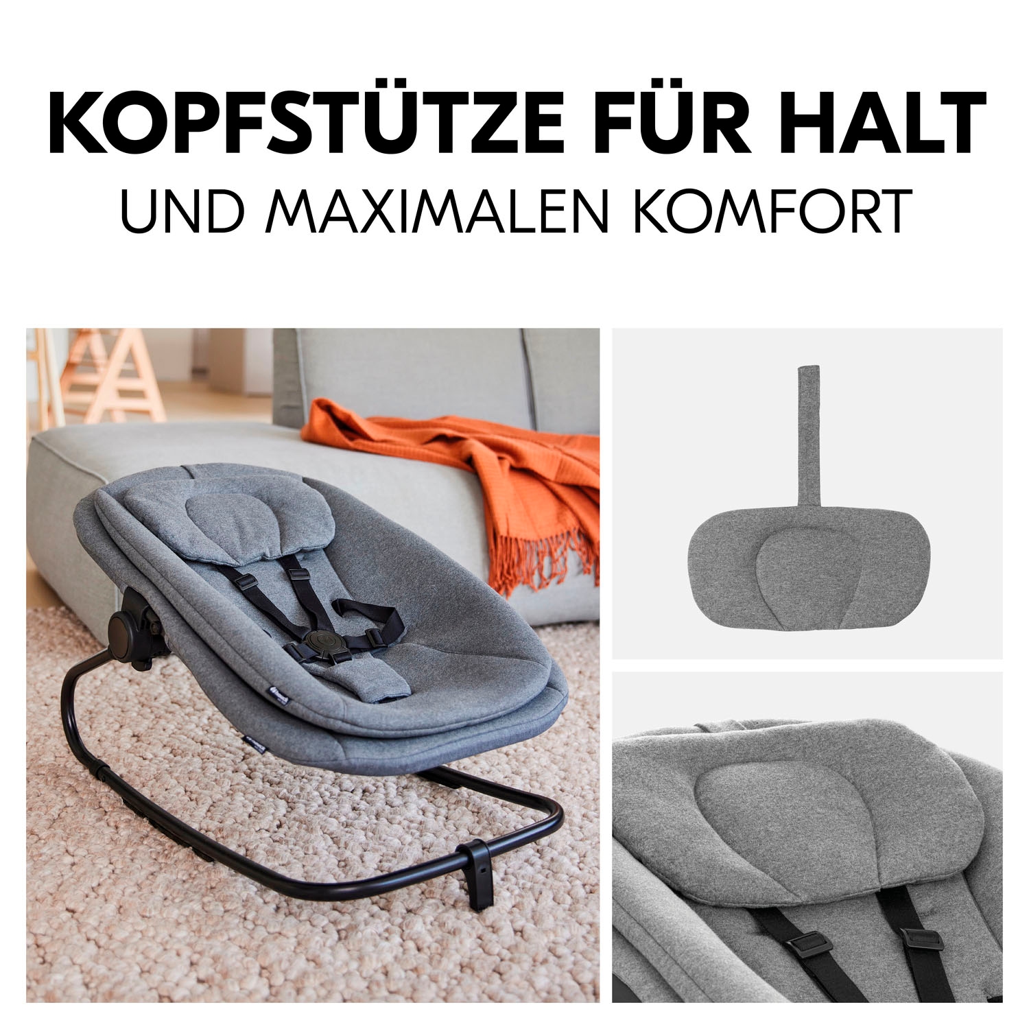 Hauck Babywippe »Highchair Bouncer, Dark Grey Melange« bis 9 kg für Alpha+, Beta+,  Arketa