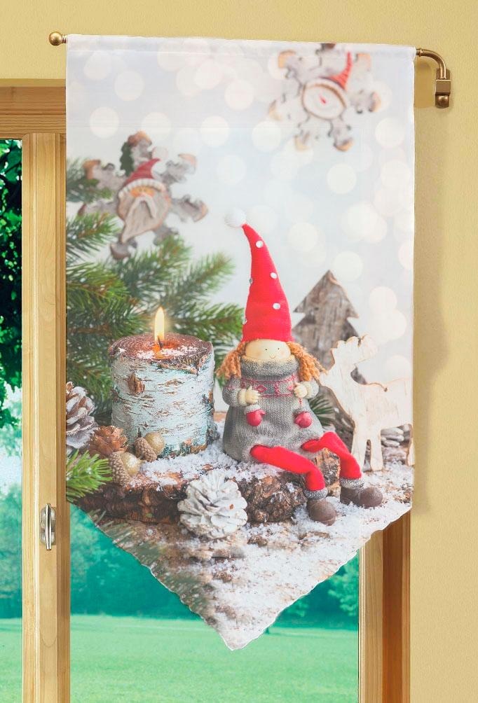 Image of HOME WOHNIDEEN Scheibengardine "WEIHNACHTSWICHTEL" Stangendurchzug 1 Stk. tlg. HxB: 80x40