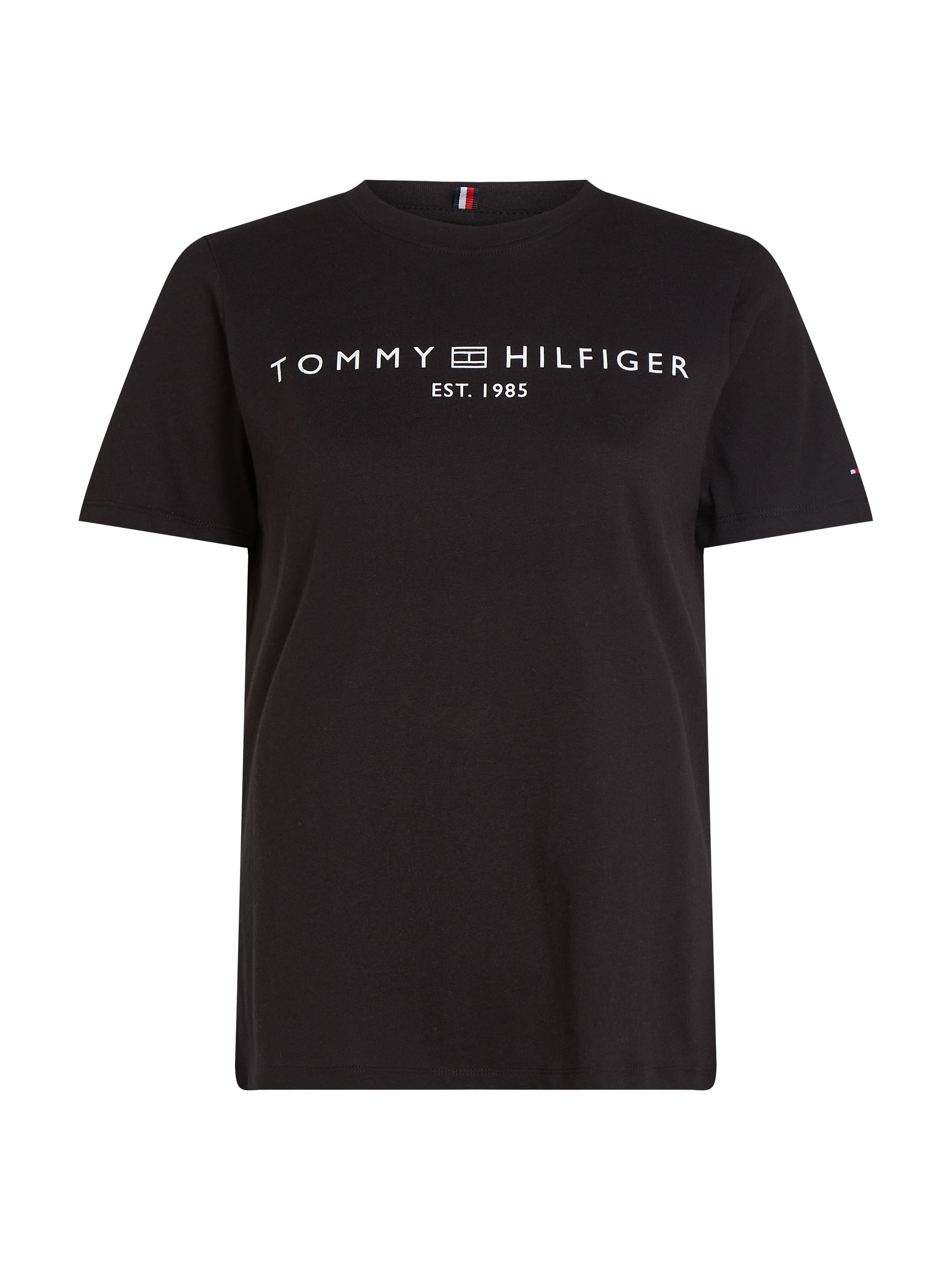 Tommy Hilfiger T-Shirt »REG CORP LOGO C-NK mit Logoschriftzug und Stickerei«, meliert, casual, regular fit, Baumwolle, Rundhals