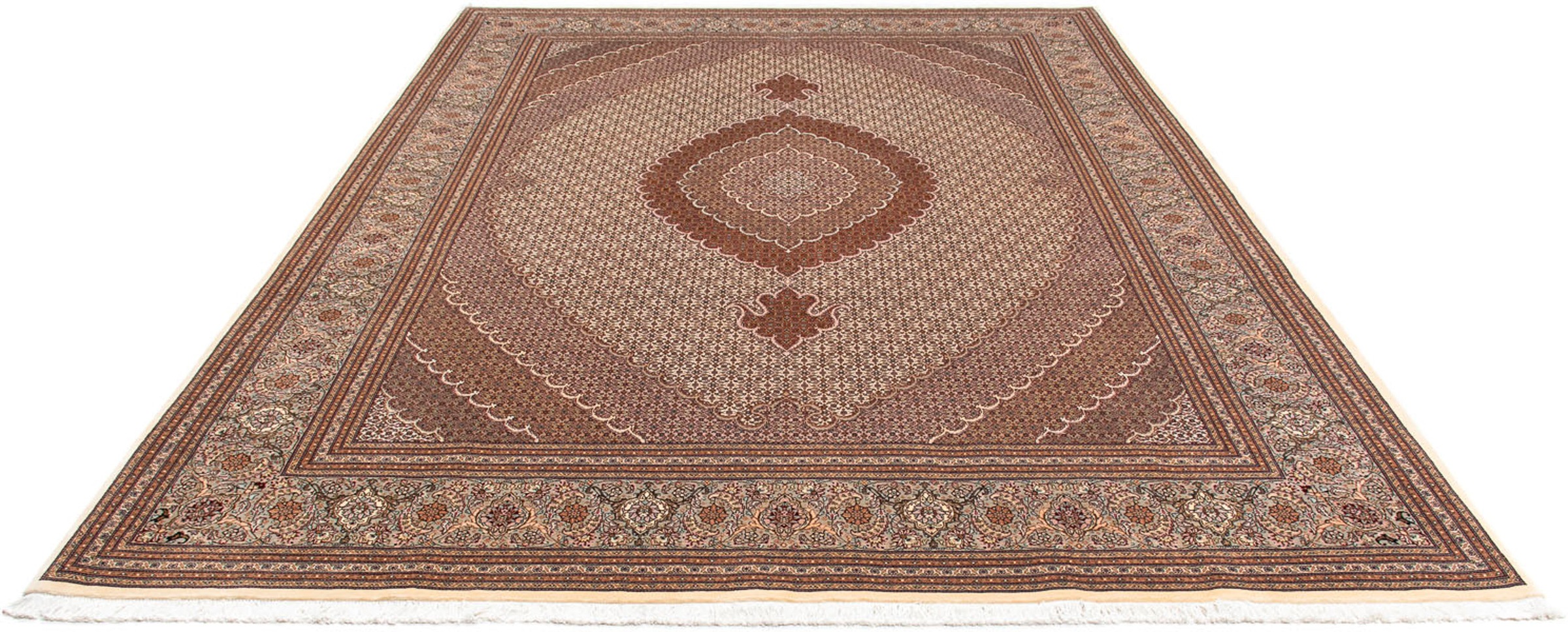 Image of morgenland Orientteppich »Perser - Täbriz - 358 x 255 cm - hellbraun«, rechteckig, 10 mm Höhe, Wohnzimmer, Handgeknüpft, Einzelstück mit Zertifikat bei Ackermann Versand Schweiz