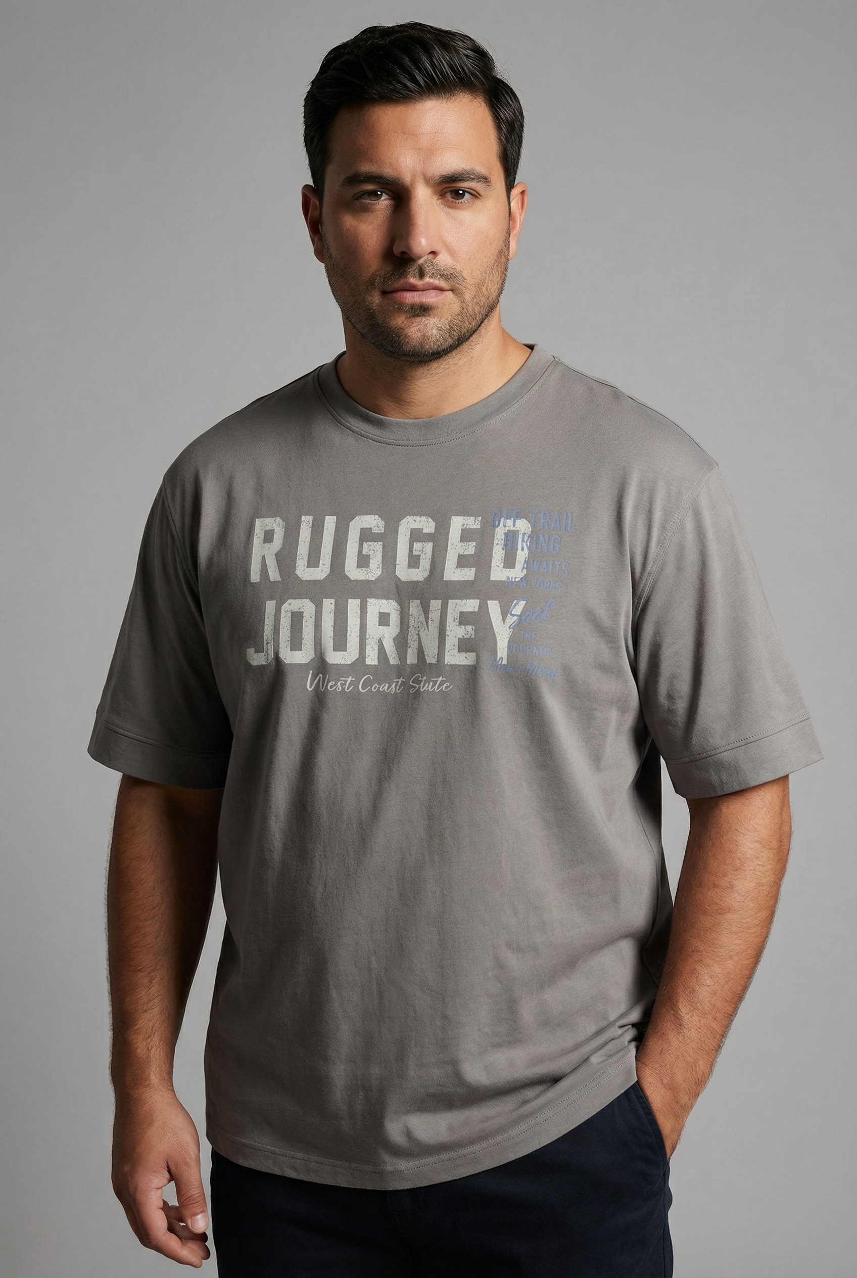 Man's World Plus Shirt à col rond »auch in Grosse Grössen bis Gr. 7XL Ärmel-Fit« coupe régulière, manches courtes, avec imprimé, imprimé, en jersey simple