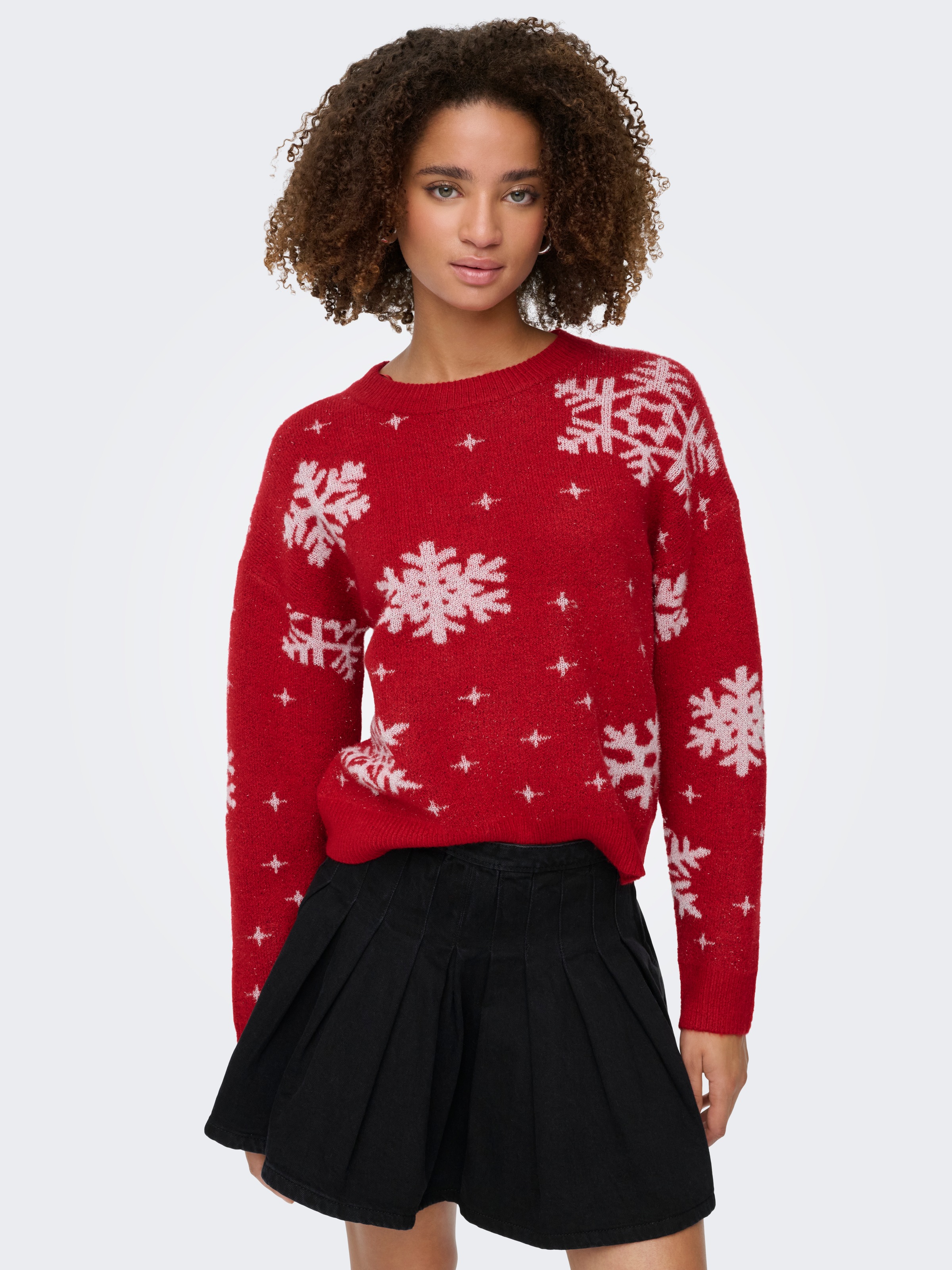 Image of ONLY Weihnachtspullover "ONLXMAS ROLFA LS ONECK SNOWFLAKES KNT"