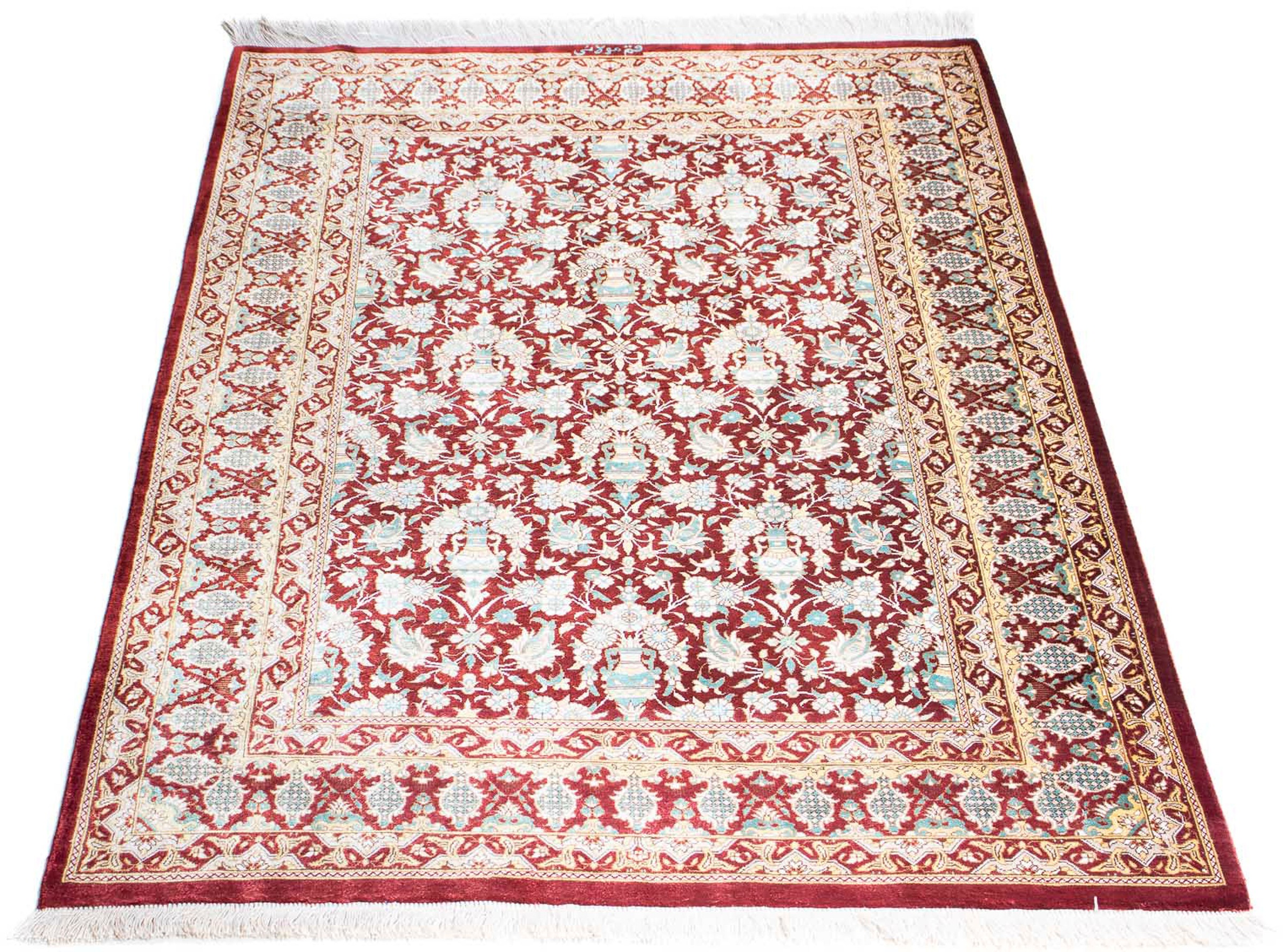Image of morgenland Orientteppich »Perser - Ghom - 119 x 76 cm - dunkelrot«, rechteckig, 10 mm Höhe, Wohnzimmer, Handgeknüpft, Einzelstück mit Zertifikat bei Ackermann Versand Schweiz