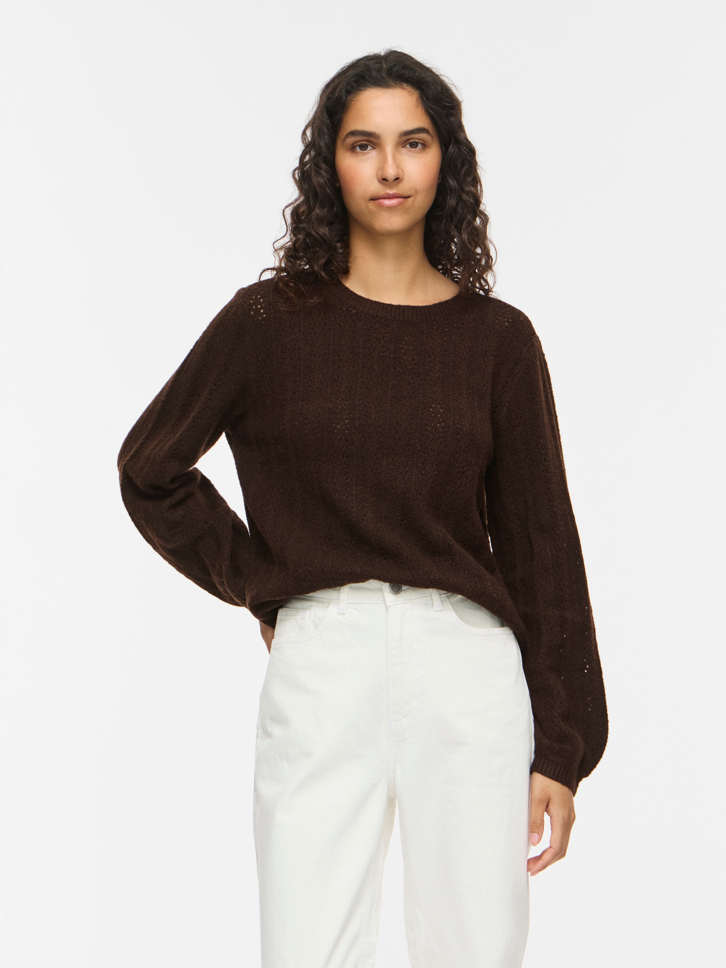 Vila Pull en tricot »VILIGA POINTELLE L/S O-NECK TOP -NOOS« mélange de matériaux