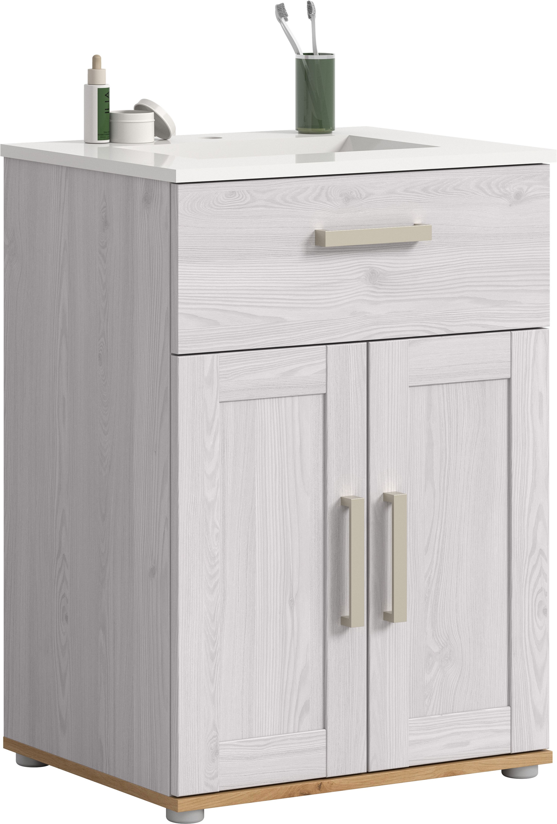Image of welltime Waschtisch "COSENZA" Waschtisch inkl. Keramik-Waschbecken, 2 Stk. tlg. Waschtisch inkl. Waschbecken, Badezimmer, Bad, Waschtisch