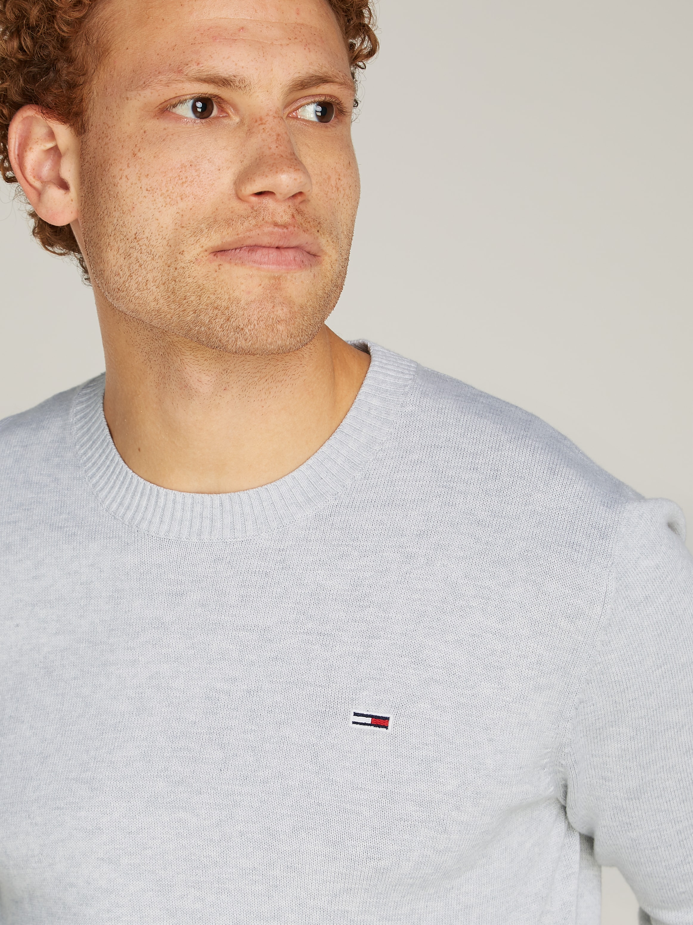 Tommy Jeans Rundhalspullover »TJM SLIM ESSENTIAL LIGHT SWEATER«, mit Flag-Patch