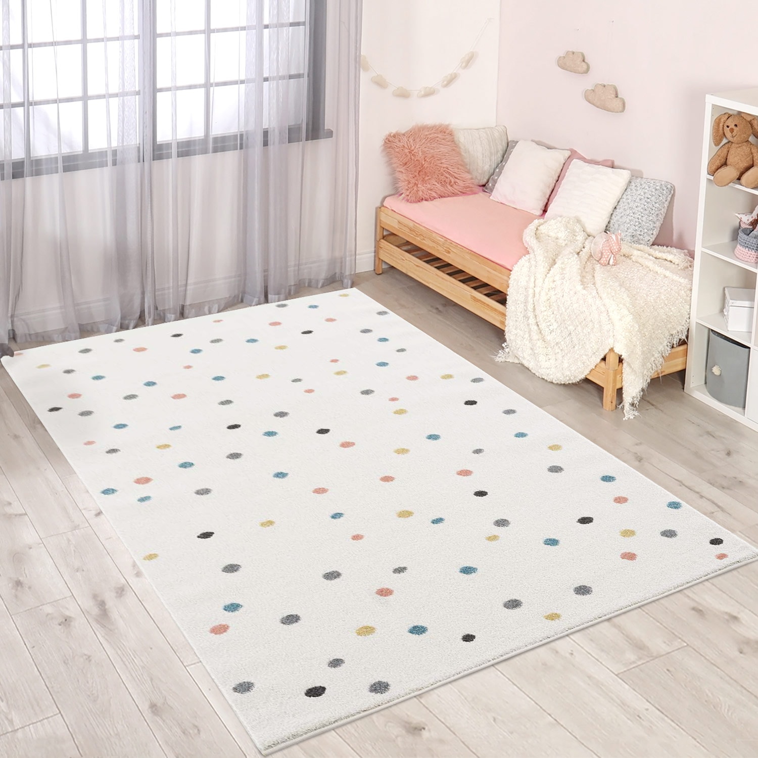 Image of Carpet City Kinderteppich "Anime9396" rechteckig 11 mm Höhe Spielteppich, Bunte Punkte, Weicher Flor, Pflegeleicht, Kinderzimmer