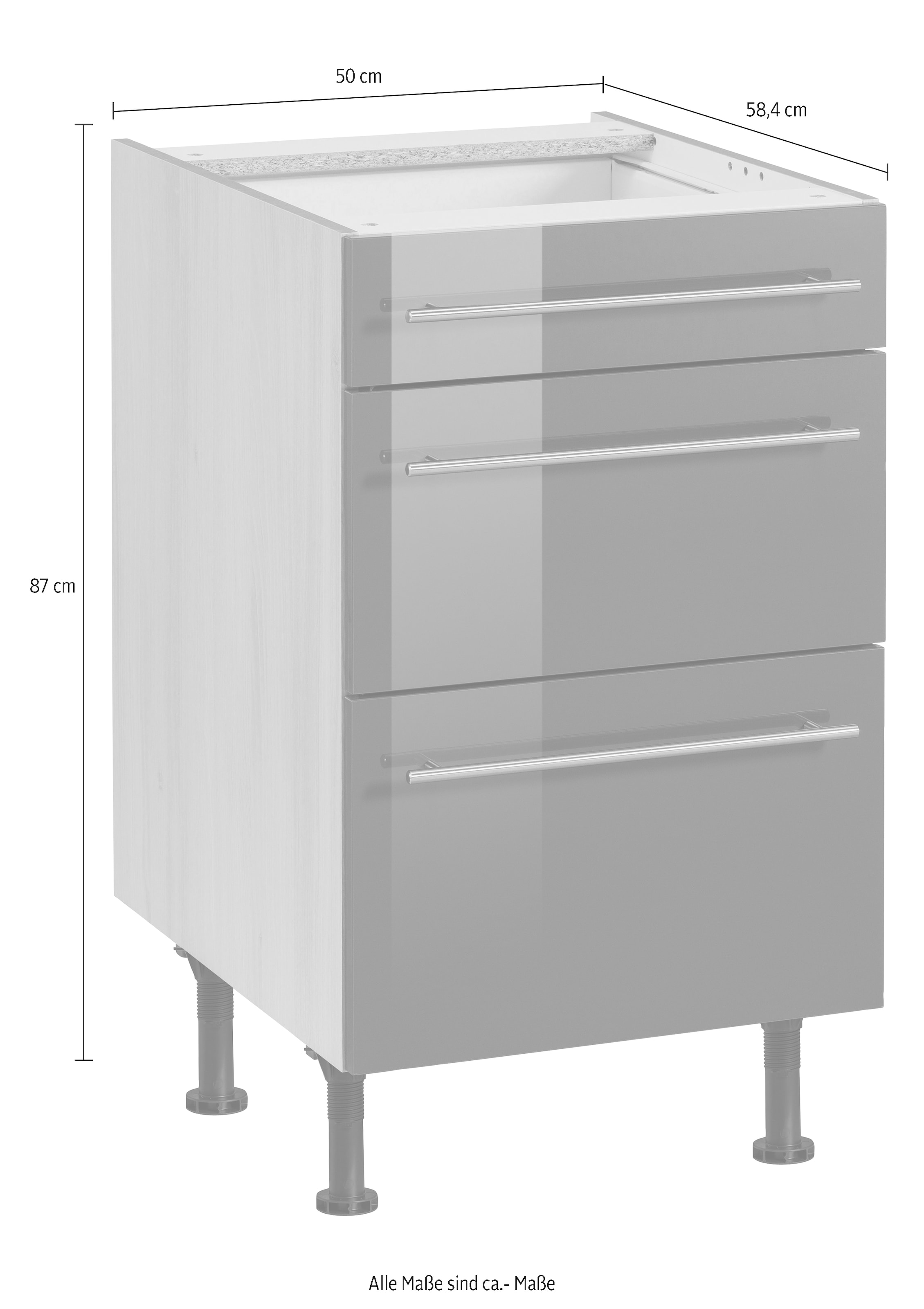 OPTIFIT Unterschrank »Bern«, 50 cm breit, mit Schubkasten und 2 Auszügen, höhenverstellbare Füsse