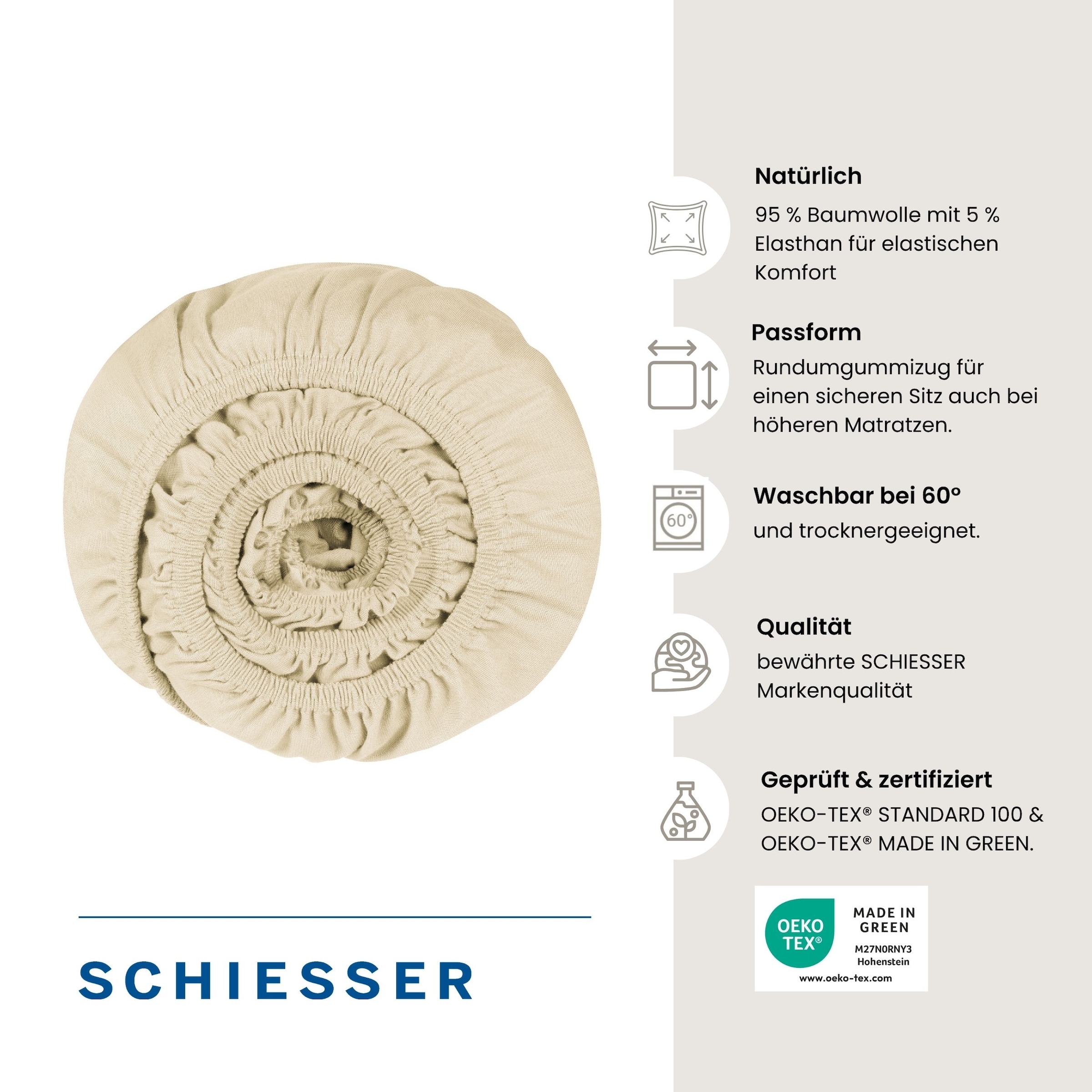 Spannbettlaken Jersey creme - SCHIESSER Home 100*200