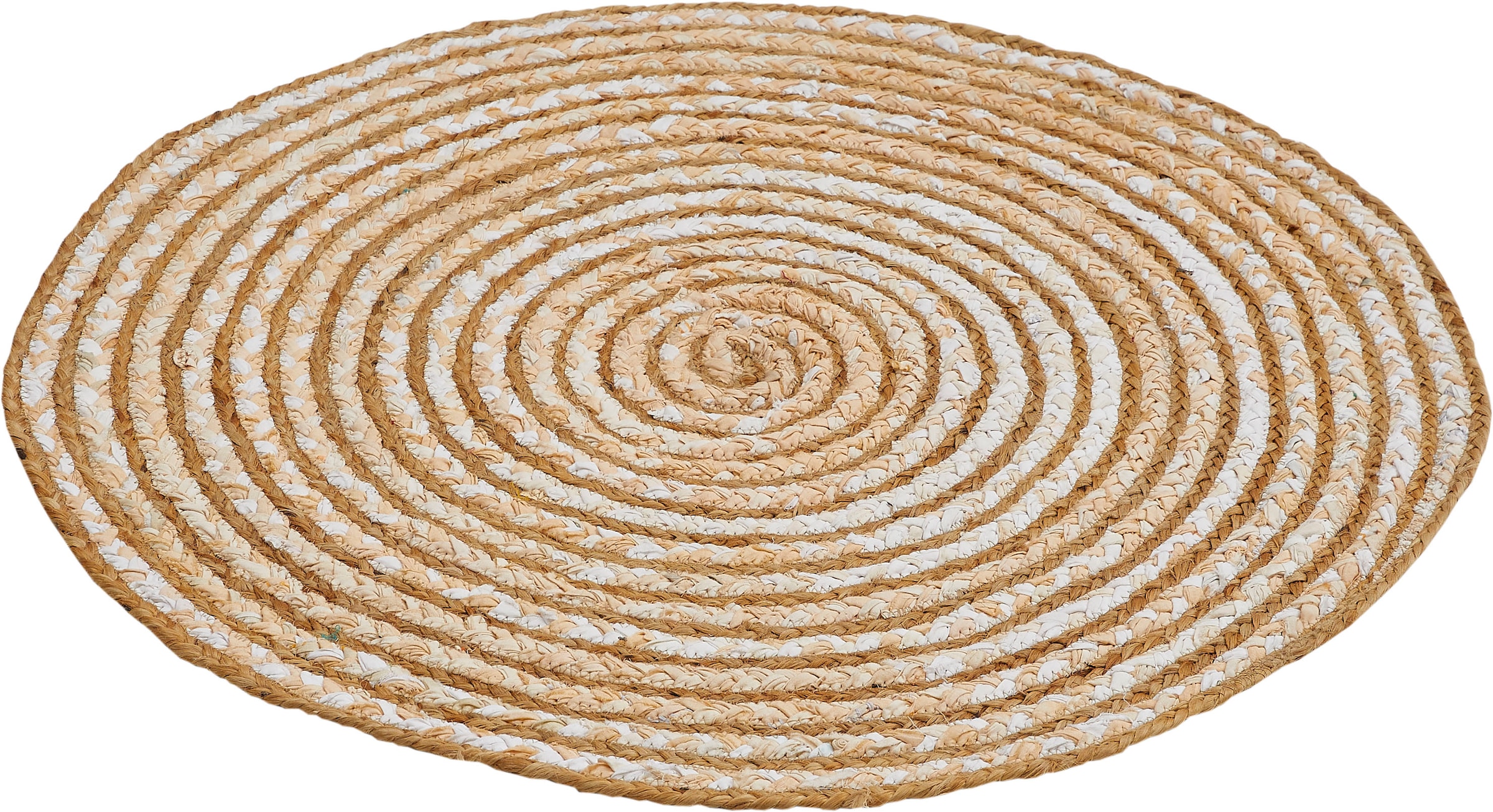 Teppich »Ethno«, rund, Flachgewebe, handgeflochten, Ø 80 cm, aus Jute & recycelte...
