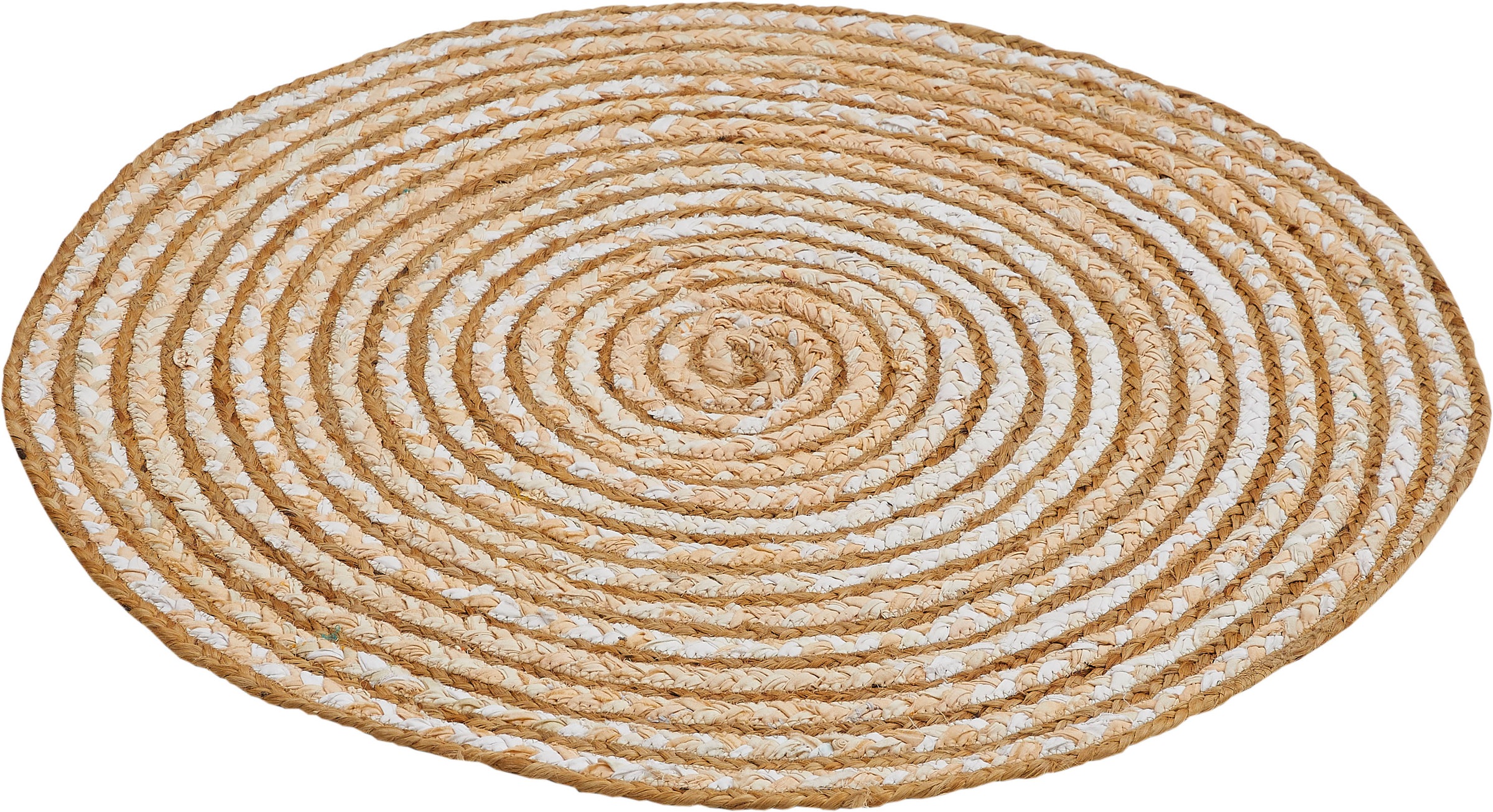 Image of Barbara Becker Teppich »Ethno«, rund, 4 mm Höhe, Flachgewebe, handgeflochten, Ø ca. 80 cm, Flecht Design, Material: Jute & recycelte Baumwolle, Wohnzimmer bei Ackermann Versand Schweiz