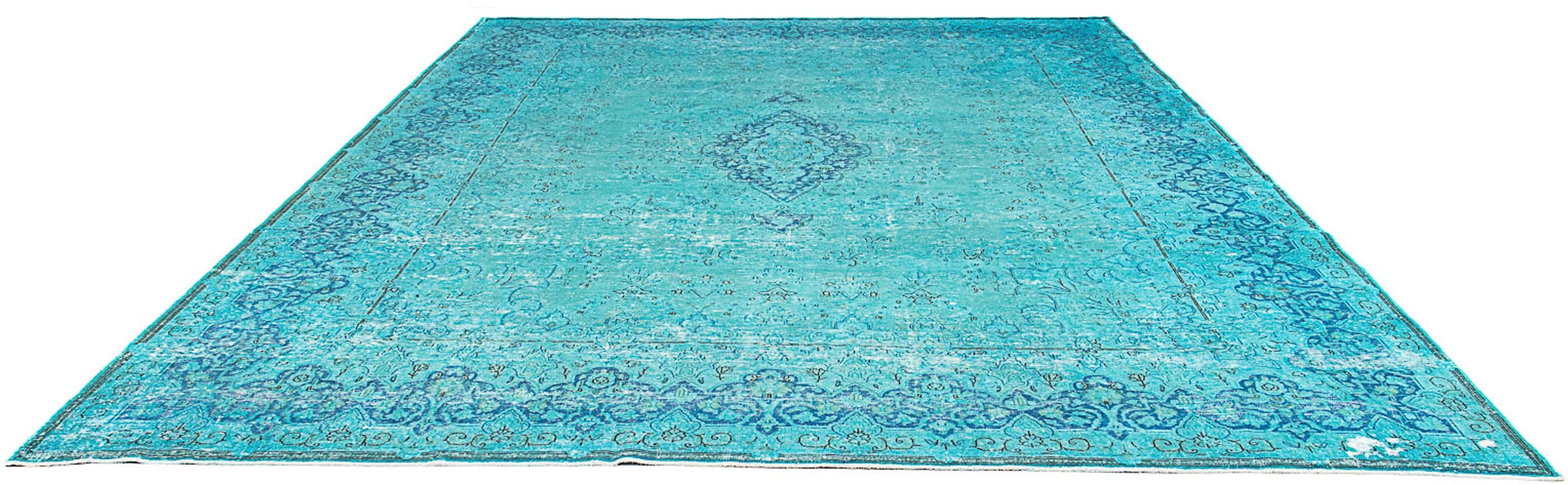 Teppich »Vintage - 395 x 295 cm - blau«, rechteckig, Wohnzimmer, Handgeknüpft,...