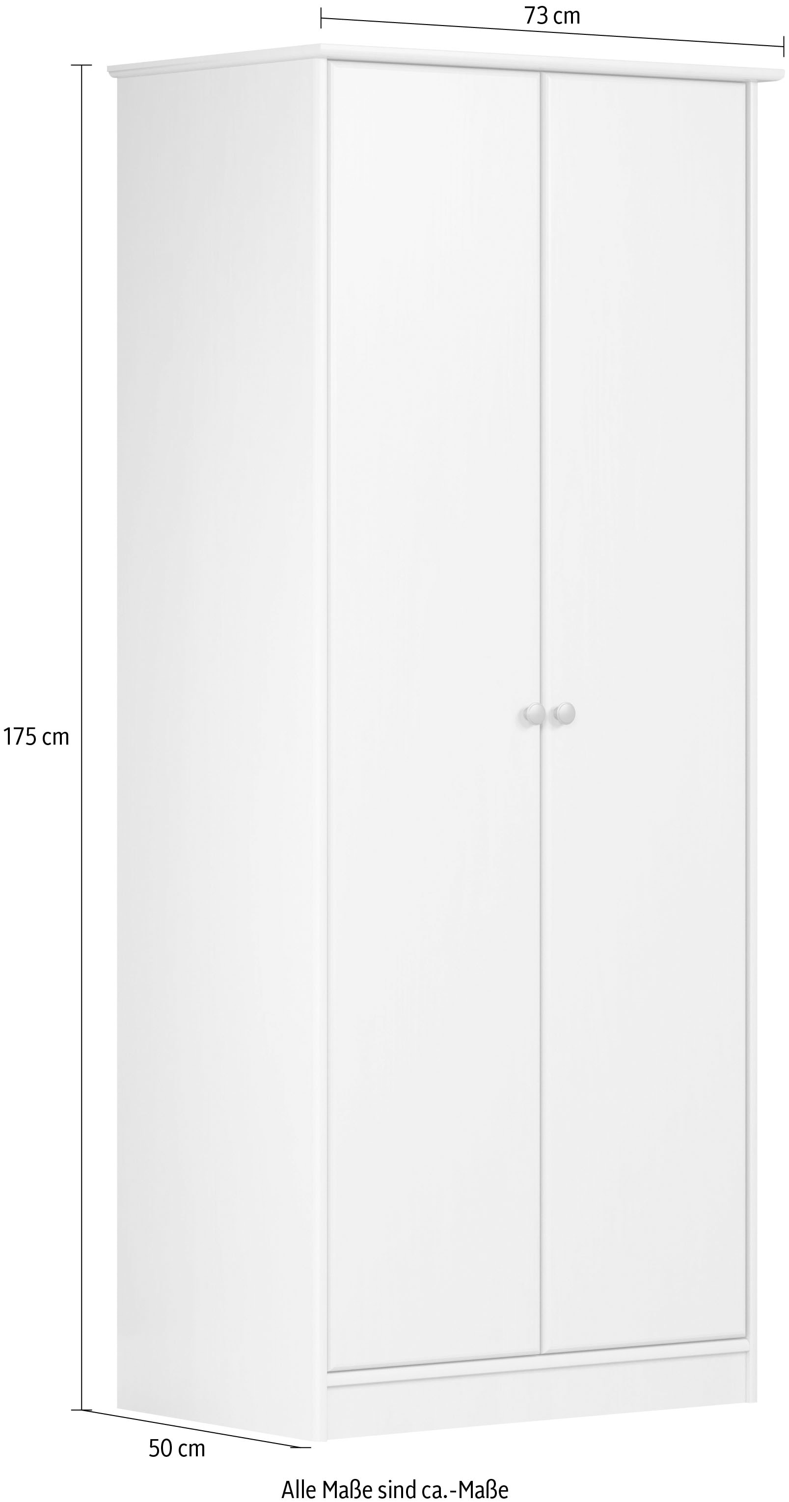 Home affaire Kleiderschrank »Delsbo Garderobenschrank Wäscheschrank Kiefer« schöner Schrank in Landhaus Design, 1 Stk. tlg. Massivholz Schlafzimmerschrank in Weiss - (B/T/H) 73/50/175 cm