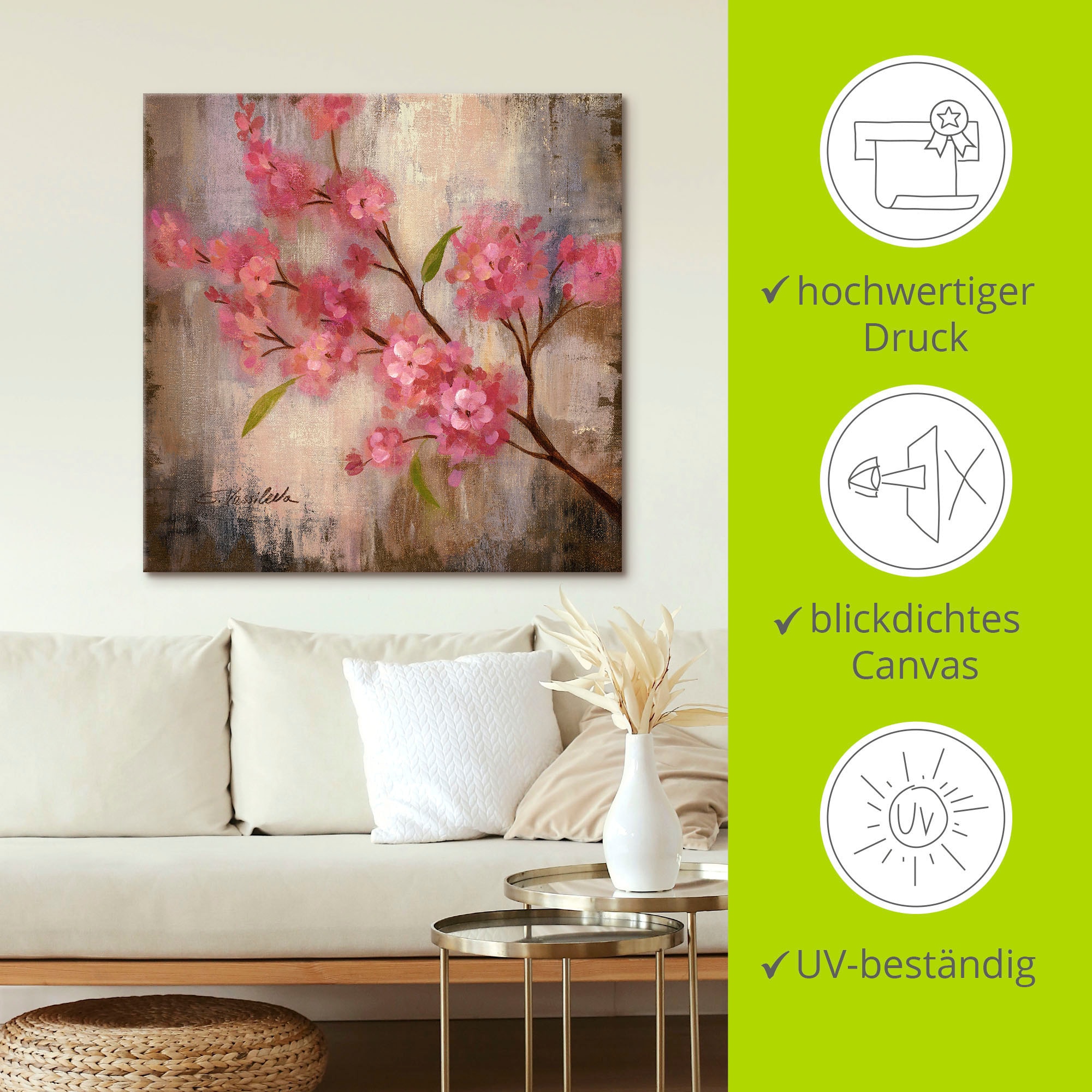 Artland Tableau sur toile »Kirschblüte II« 1 cuis tlg. auf Holzrahmen gespannt