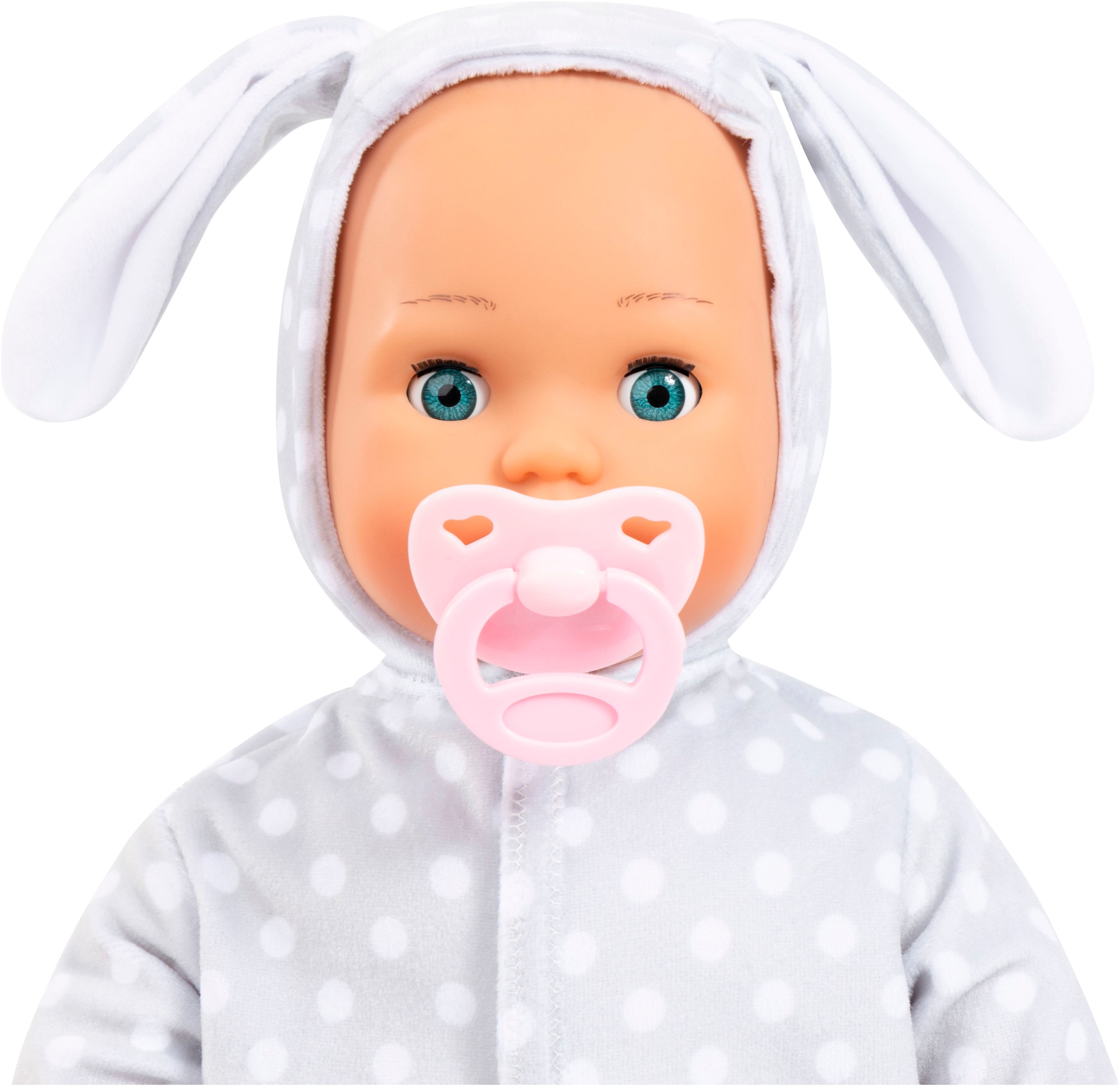 Bayer Babypuppe »First Words Baby, Anna 38 cm, grau« mit Schlafaugen und Babygeräuschen