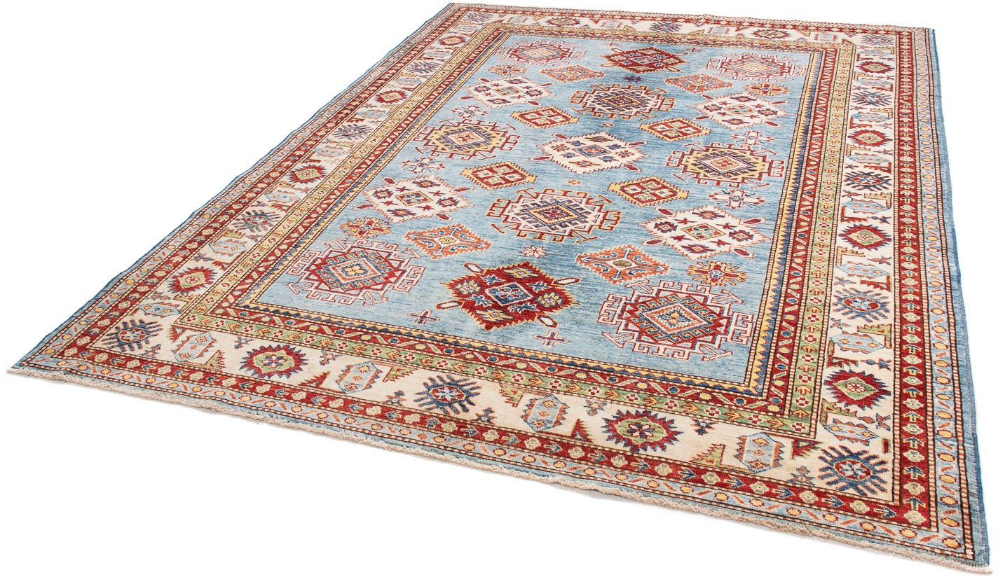 Image of morgenland Orientteppich »Ziegler - Kazak - 233 x 184 cm - hellblau«, rechteckig, 6 mm Höhe, Wohnzimmer, Handgeknüpft, Einzelstück mit Zertifikat bei Ackermann Versand Schweiz