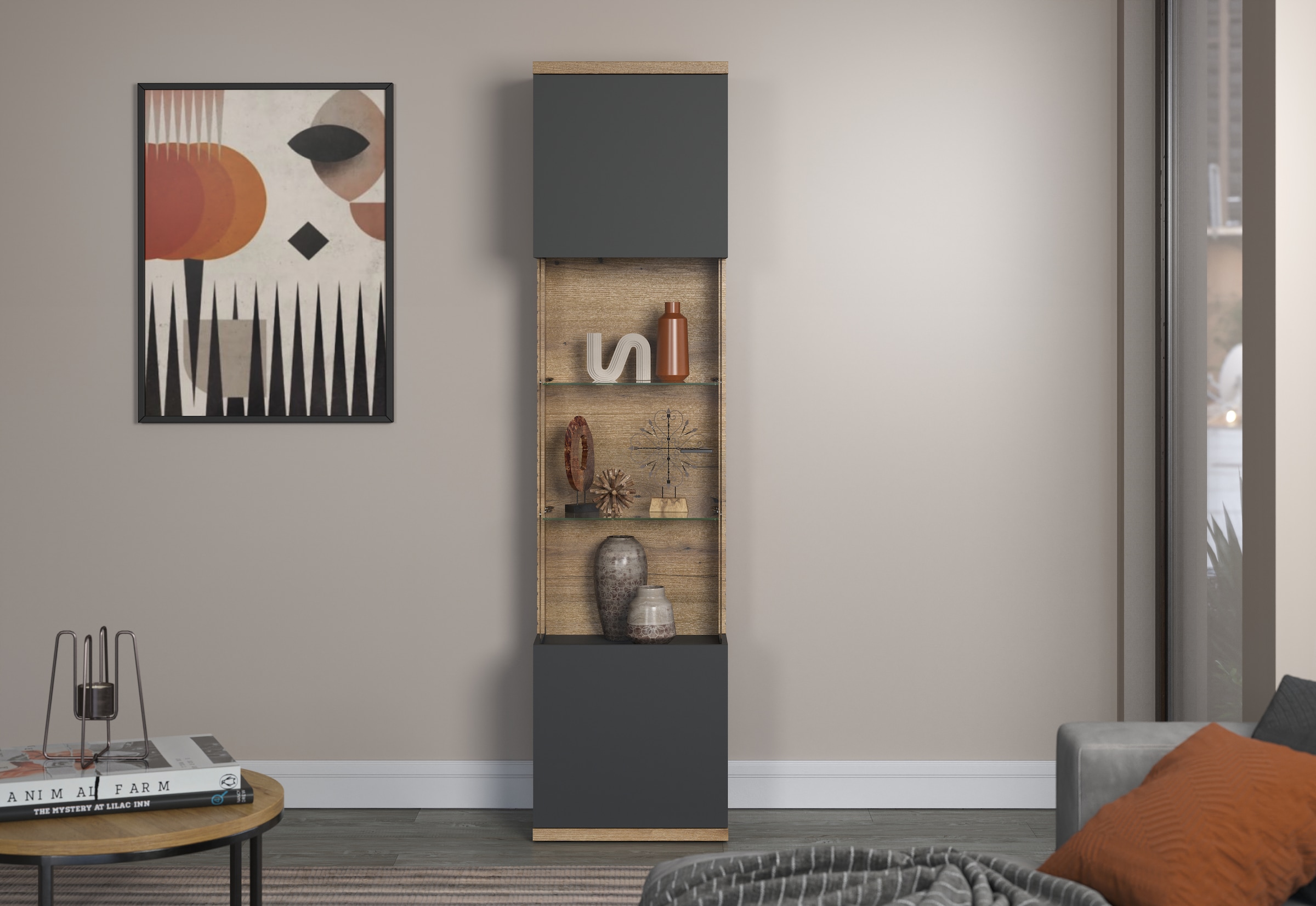 INOSIGN Vitrine »Galway«, Wohnzimmervitrine in Rillenoptik und grosszügiger Präsentationfläche
