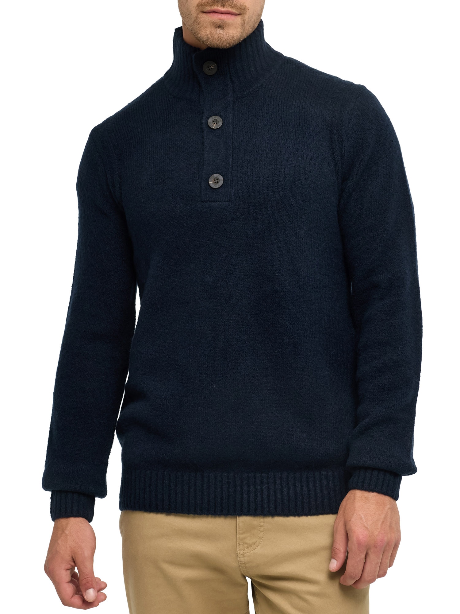 Image of Indicode Strickpullover "INVestdale ½ placket" Materialmix, regular fit