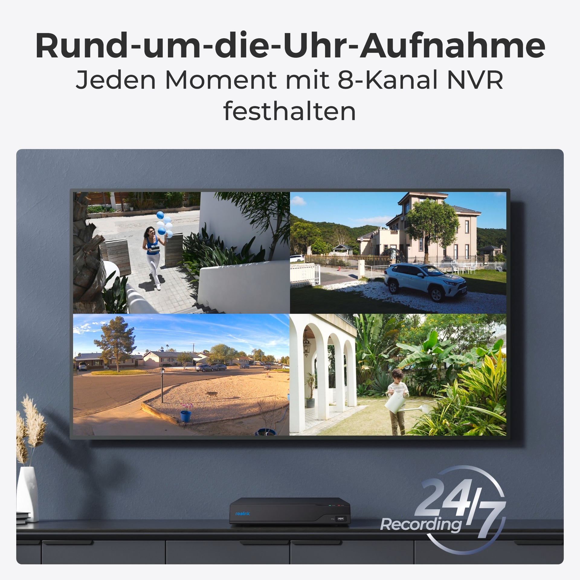 Reolink Überwachungskamera »NVS8-8MD4 - 4K UHD Sicherheitssystem, 8-Kanal NVR«, Aussenbereich, 30m scharfe Nachtsicht, 24/7 Aufnahme, intelligente Erkennung