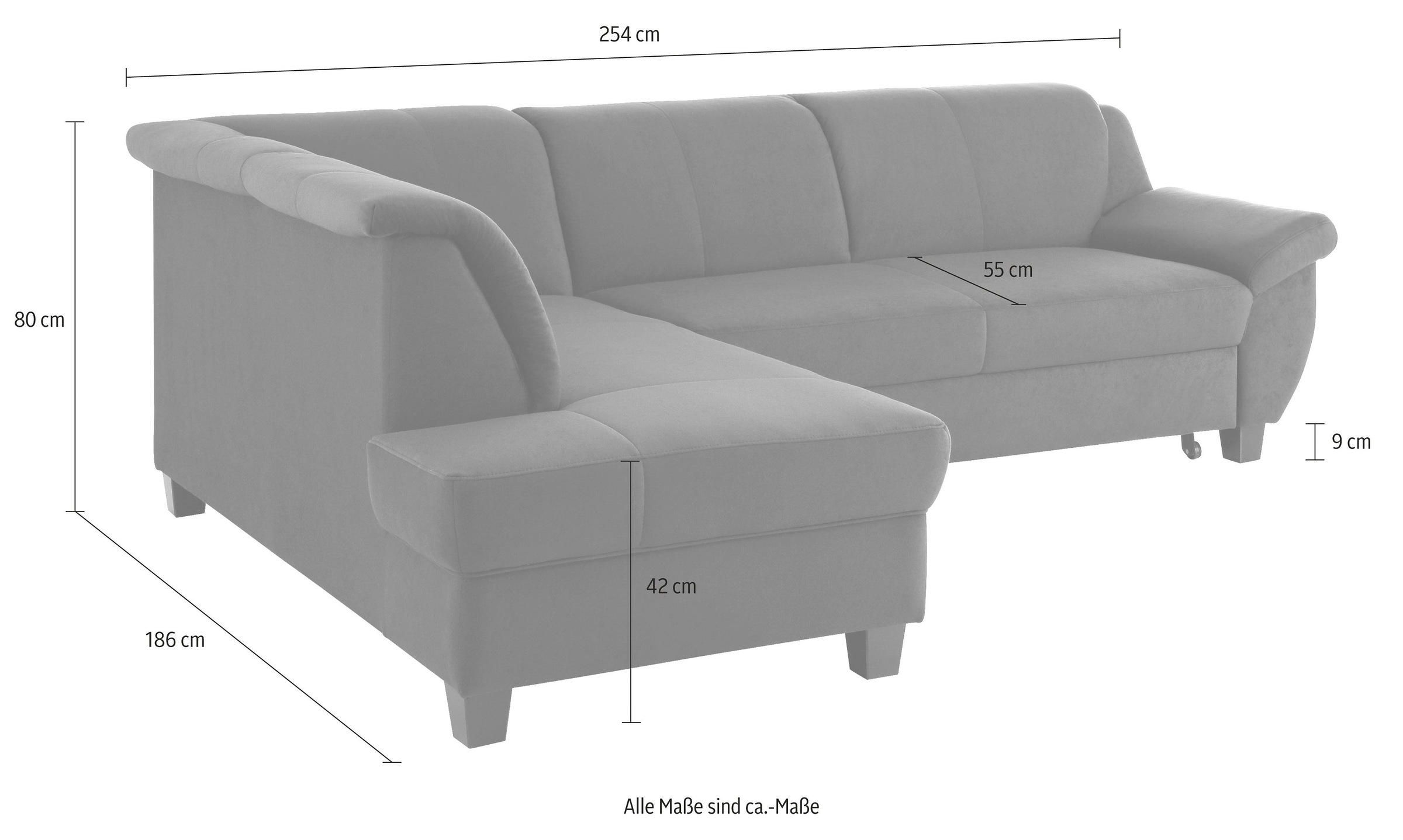 Home affaire Ecksofa »Yesterday zeitlos und elegant, bequeme Armlehnen, L-Form«, wahlweise mit Bettfunktion, auch in Cord
